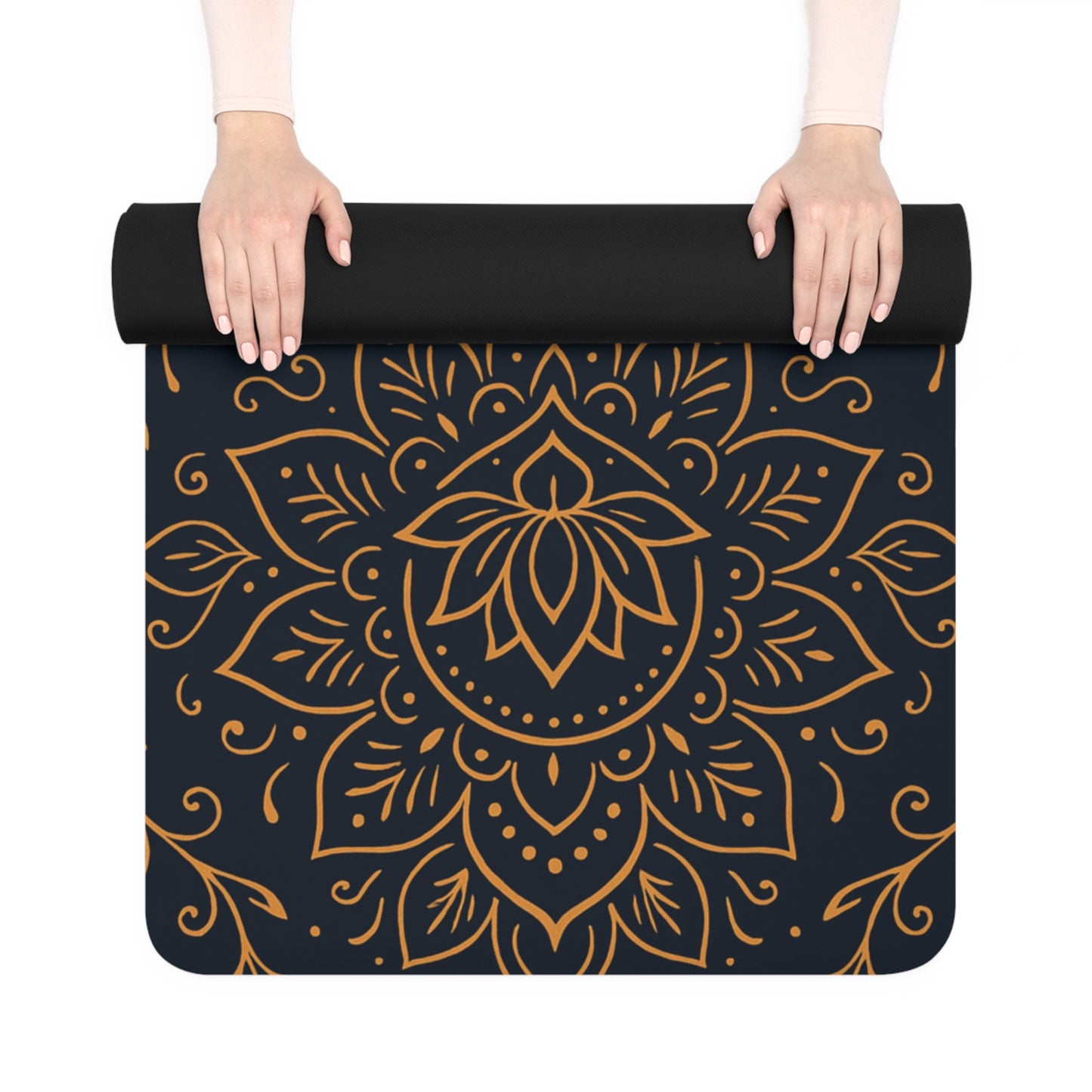 Rubber Yoga Mat with Elegant Floral Design, Non-Slip Yoga Mat, Eco-Friendly Fitness Mat