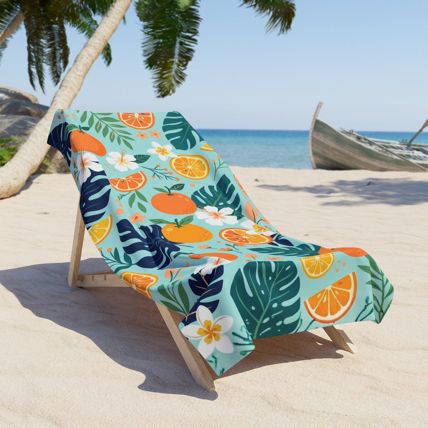 Tropical Orange Beach Towel — Citrus Floral Towel
