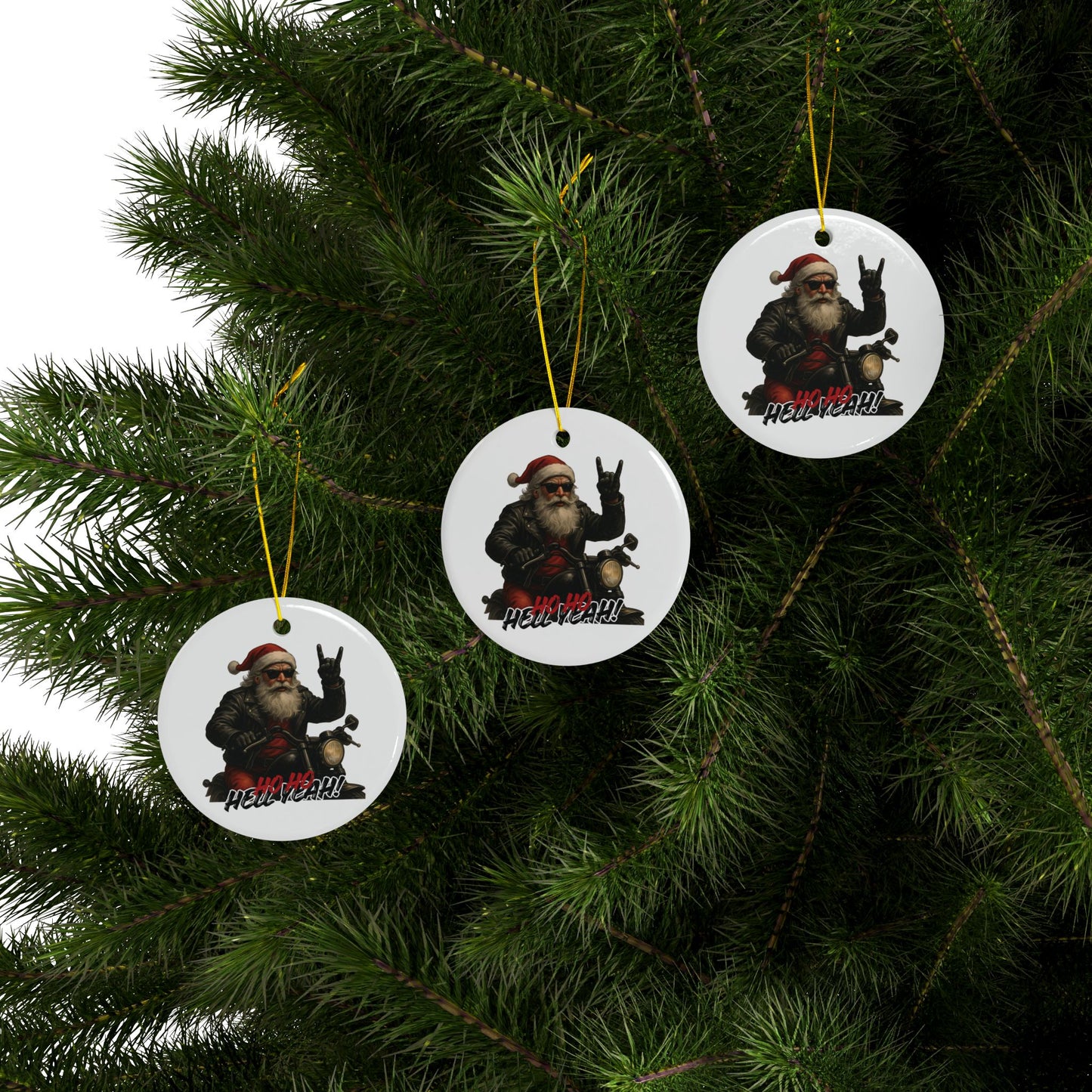 Santa Ceramic Ornament — 'Ho Ho Hell Yeah!' Christmas Decoration