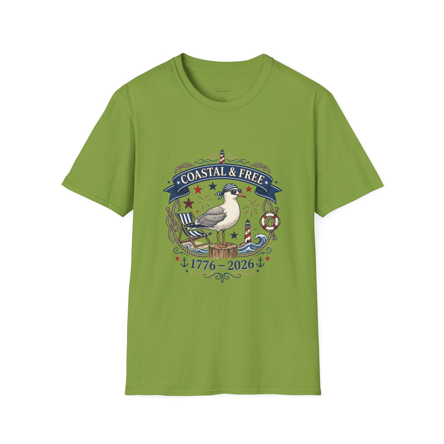 Coastal & Free Seagull T-Shirt — Patriotic 4th of July Tee
