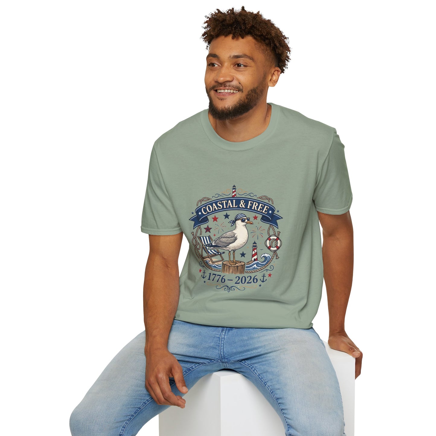 Coastal & Free Seagull T-Shirt — Patriotic 4th of July Tee