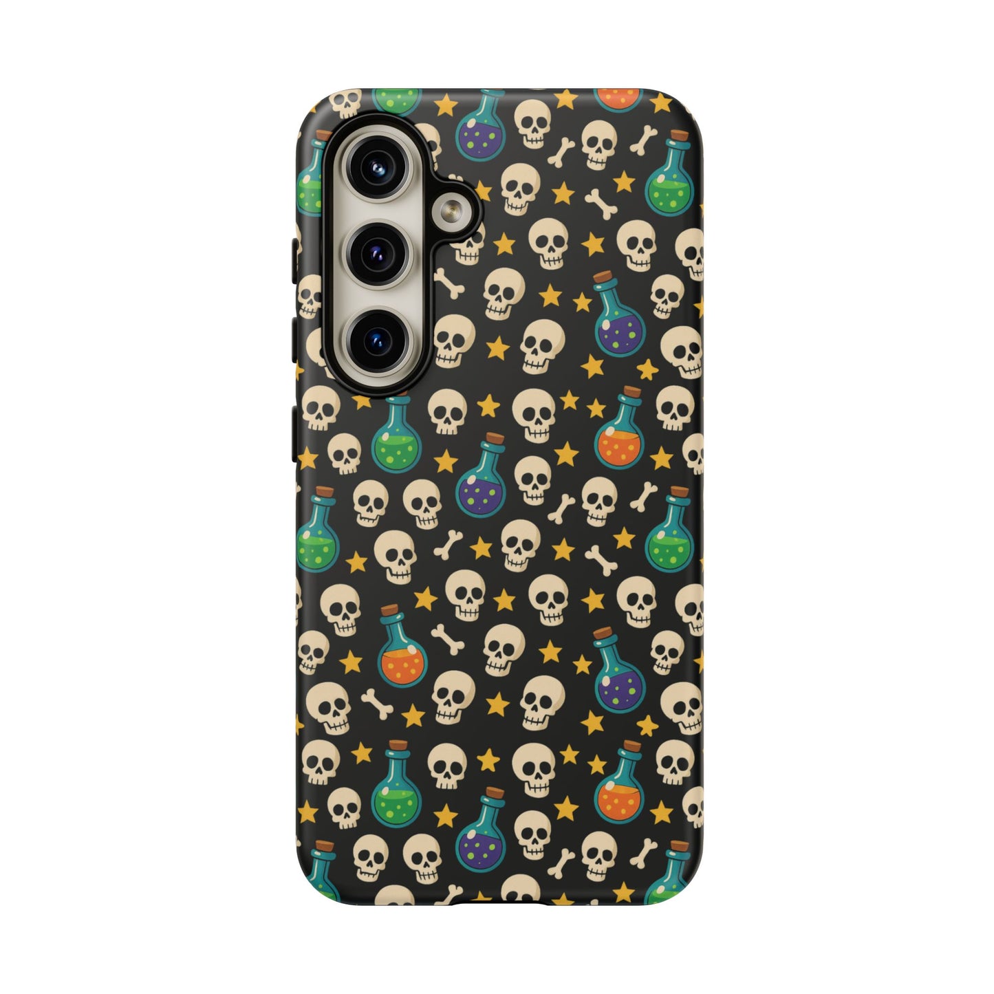 Skull & Potion Phone Case, Trendy Cell Phone Cover, Halloween Gift, Gothic Phone Accessory, Spooky Style Case, Tough Cases