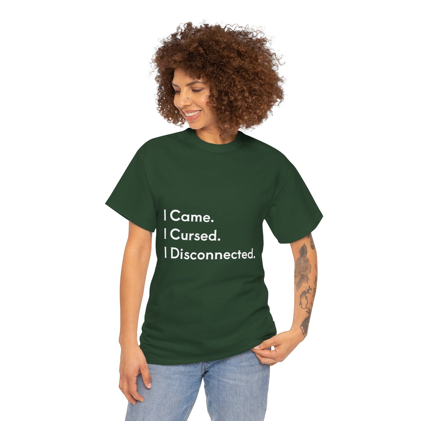 I Came I Cursed I Disconnected Unisex Heavy Cotton Tee, Funny Halloween T-Shirt