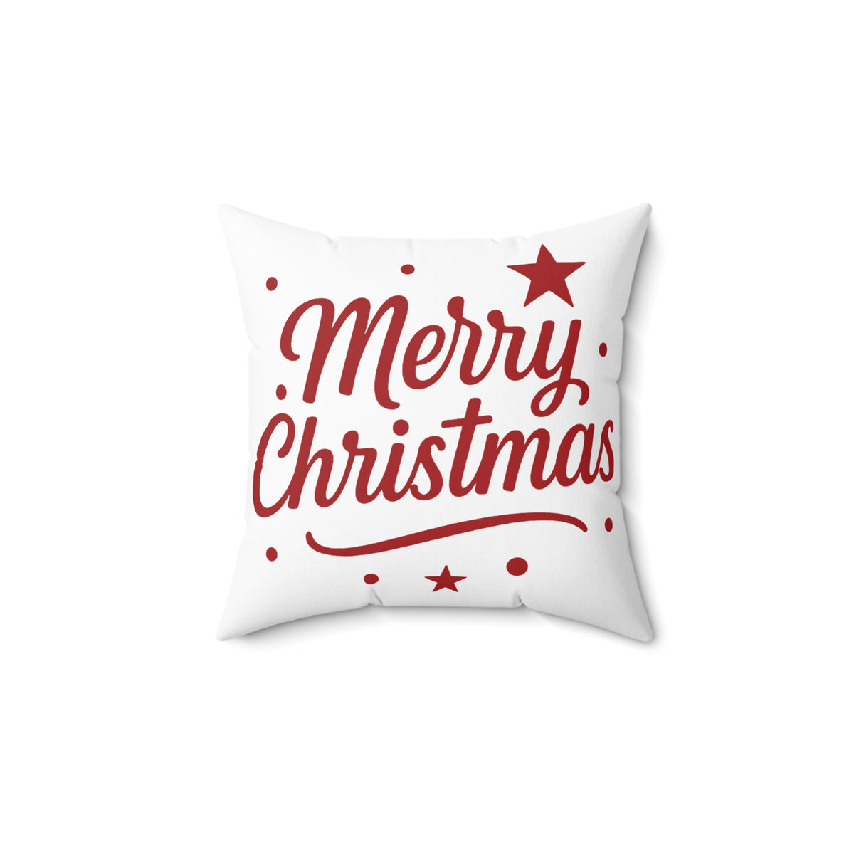Merry Christmas Square Pillow - Festive Red Script Holiday Decor