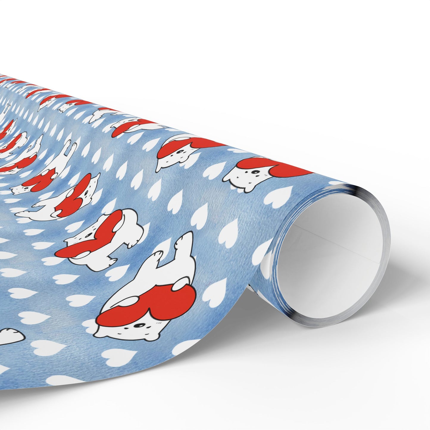 Valentine's Day Wrapping Paper — Cute Polar Bear Holding Heart Pattern (Valentine’s/Gift Wrap)
