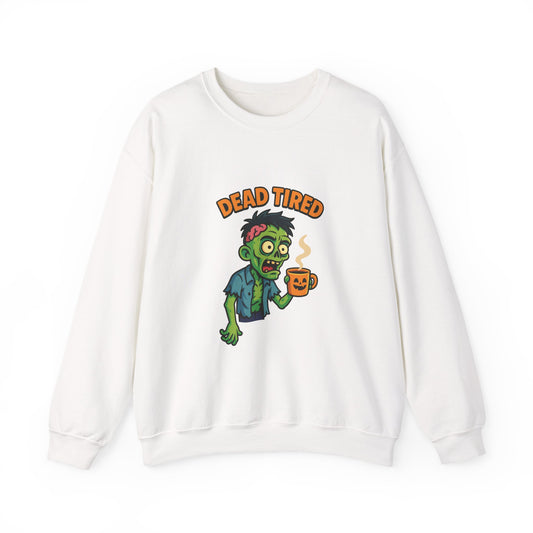 Dead Tired Zombie Sweatshirt, Funny Halloween Crewneck, Spooky Season Apparel