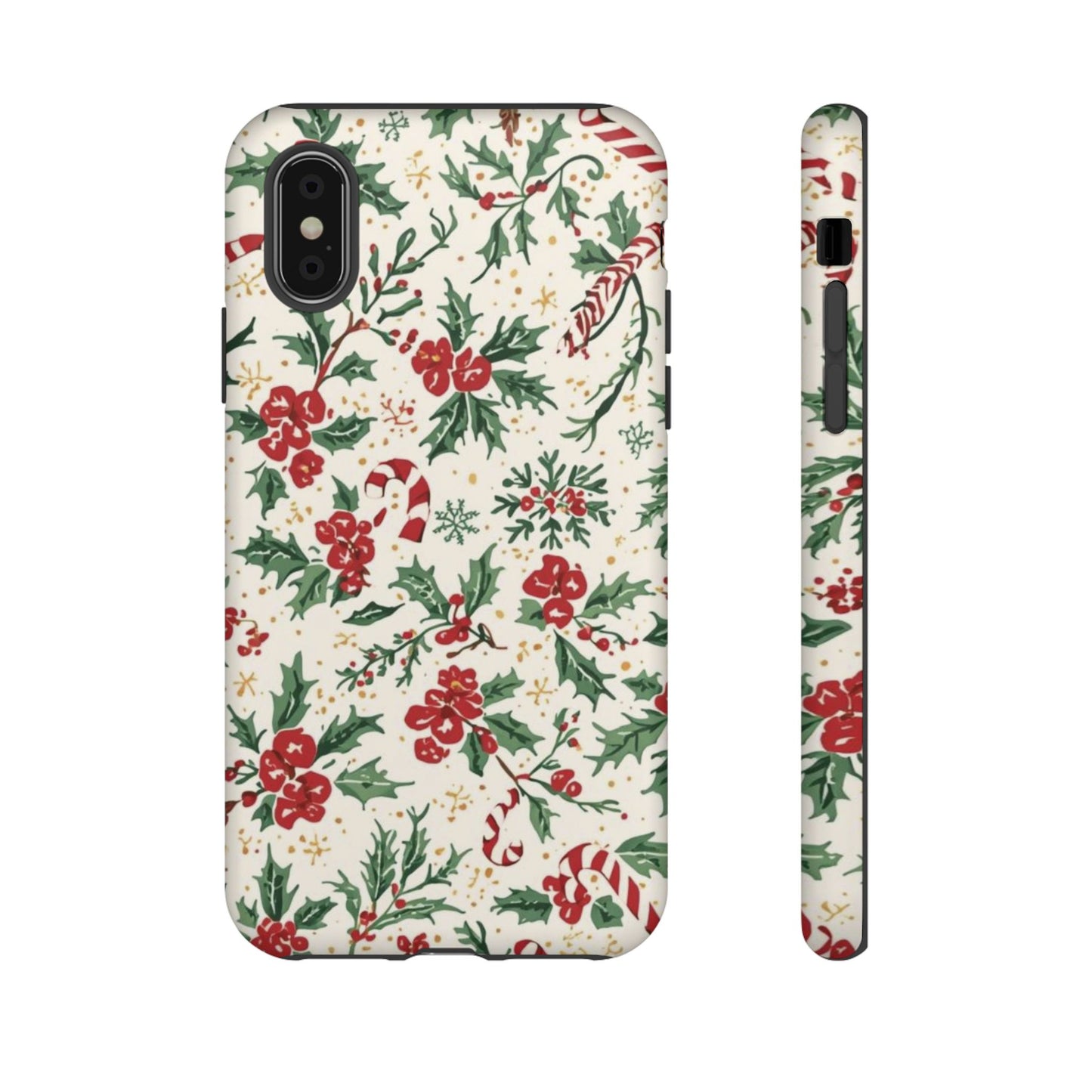 Christmas Themed Phone Case, Festive Floral Dual Layer Phone Case for Iphone 17, 16, 15, 14, 13, 12, 11 & Samsung