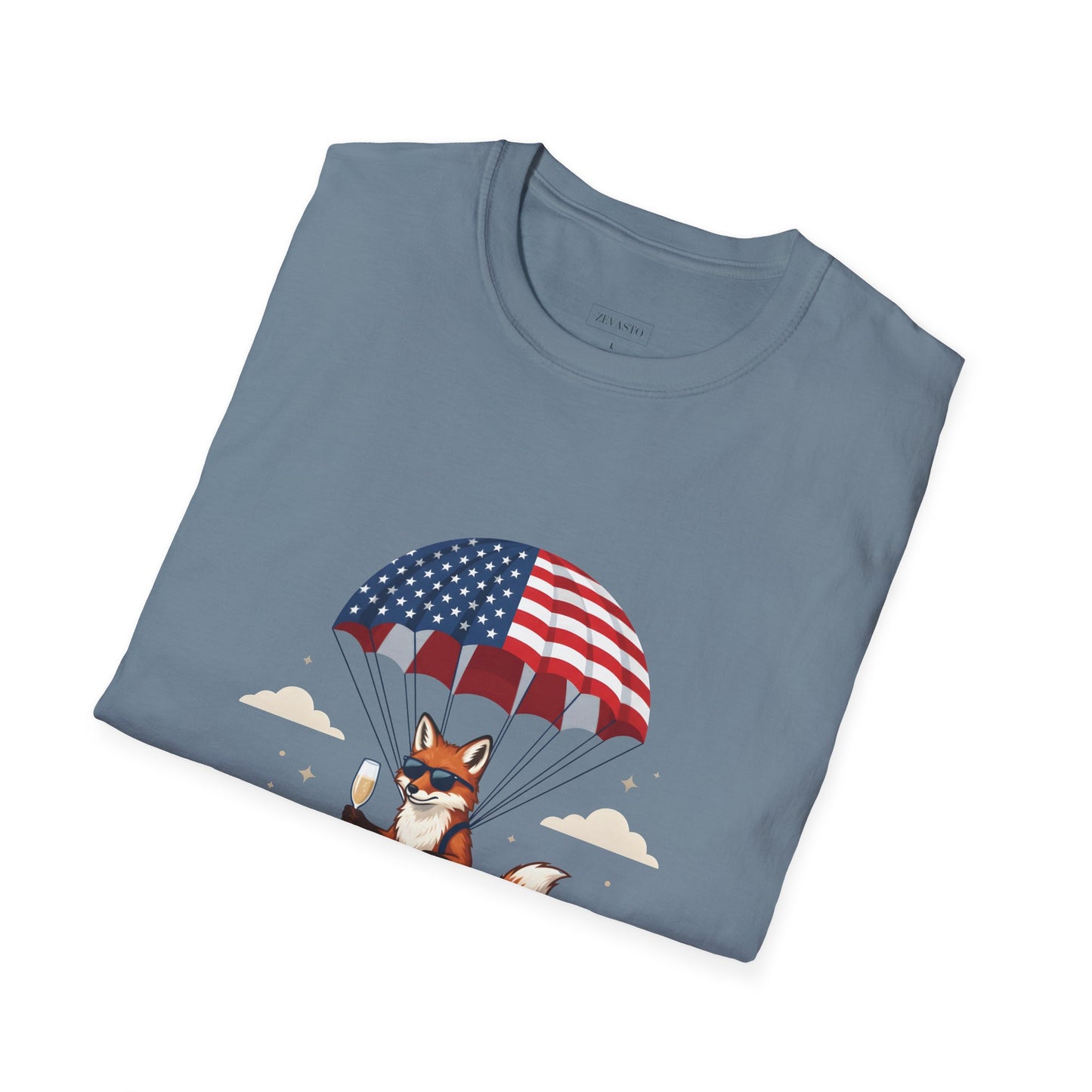 Patriotic Fox Parachute T-Shirt — "Celebrating 250 Years" Anniversary Tee