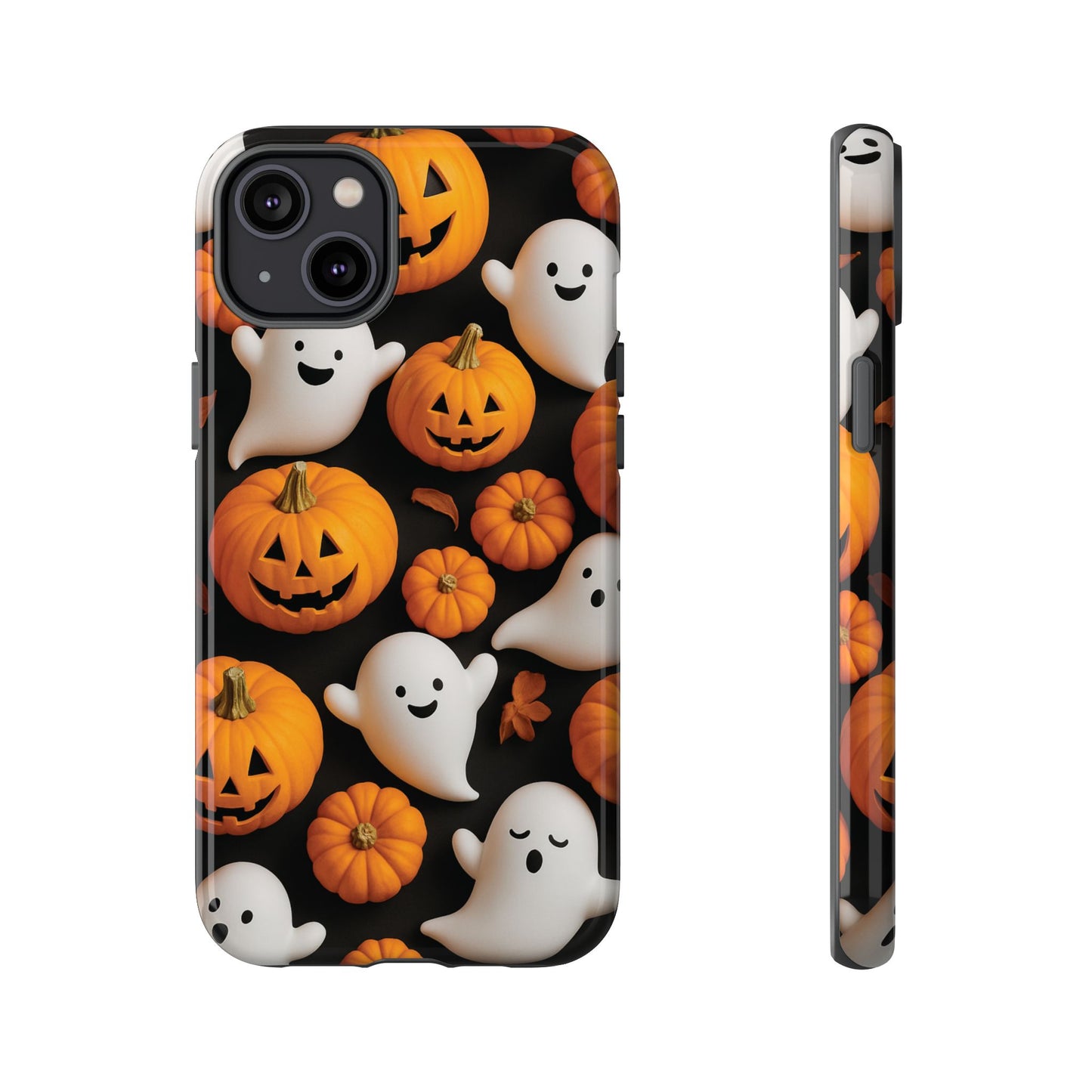Halloween Phone Case, Spooky Ghosts and Pumpkins Design