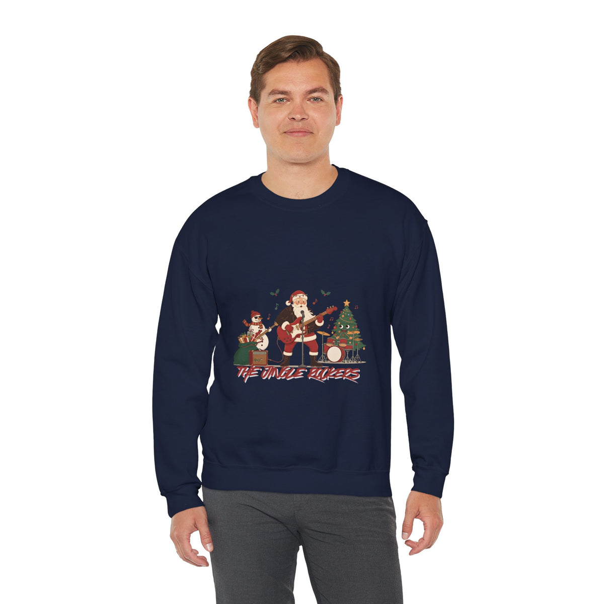 Funny Christmas Sweatshirt – "The Jingle Rockers" Holiday Band Crewneck