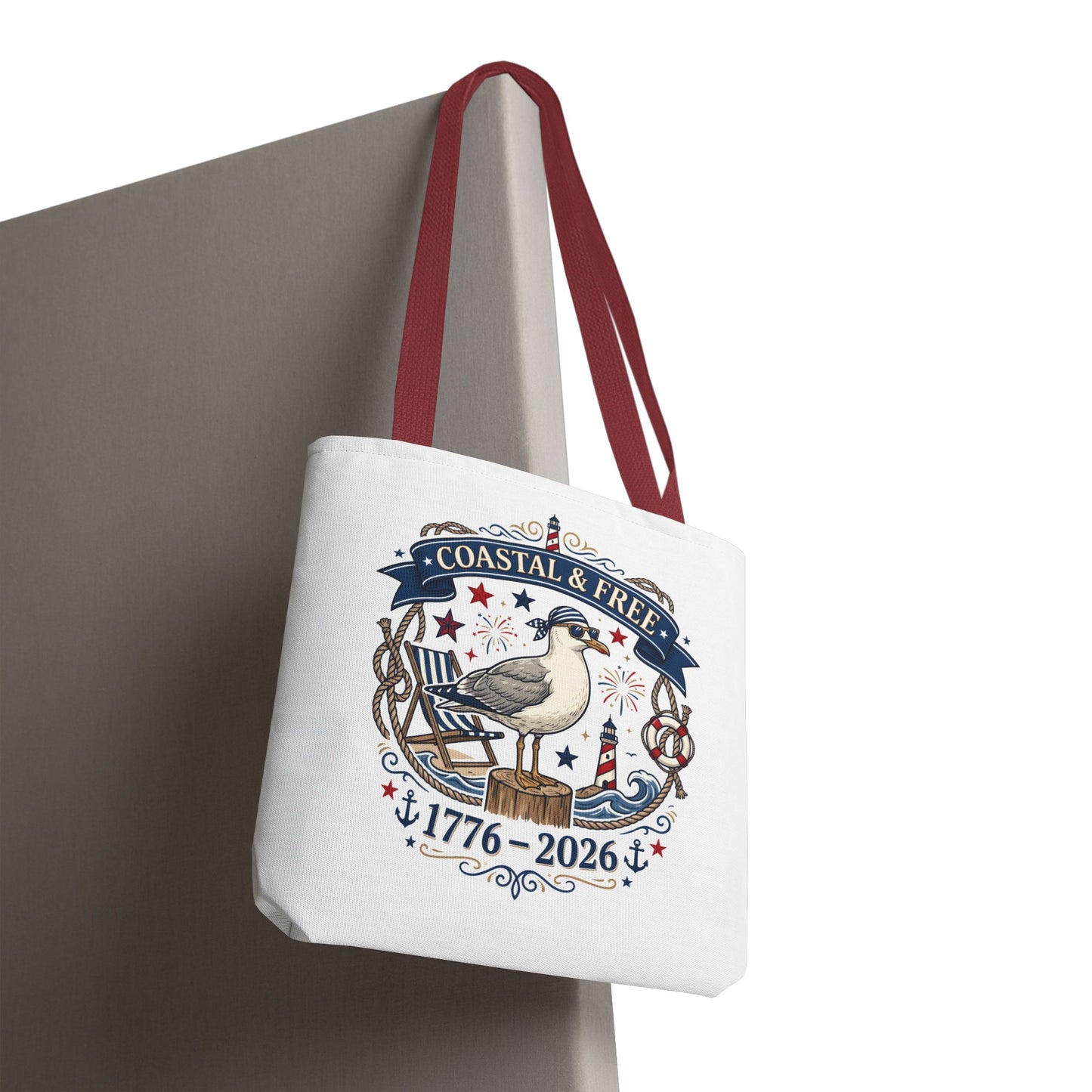 Coastal & Free Seagull Tote Bag — Patriotic 4th of July Beach Tote