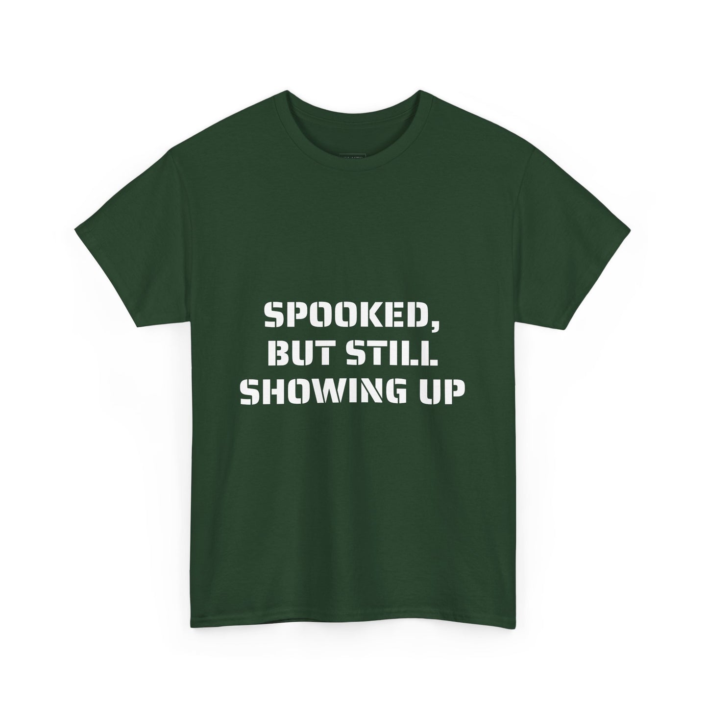 Spooked, But Still Showing Up Unisex Heavy Cotton Tee | Halloween, Funny T-Shirt