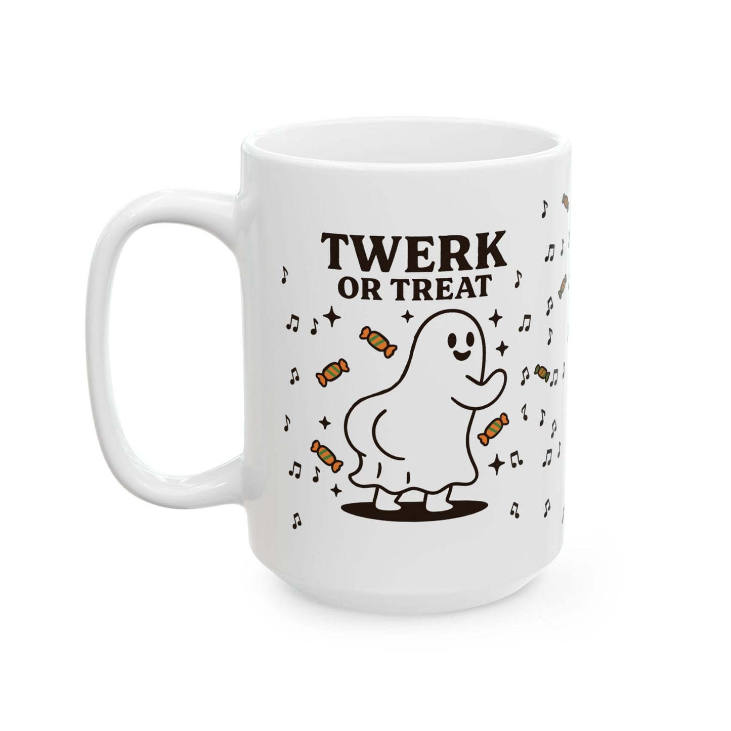 Twerk or Treat Ghost Ceramic Mug - Cute Design for Coffee Lovers, Spooky Decor for Halloween