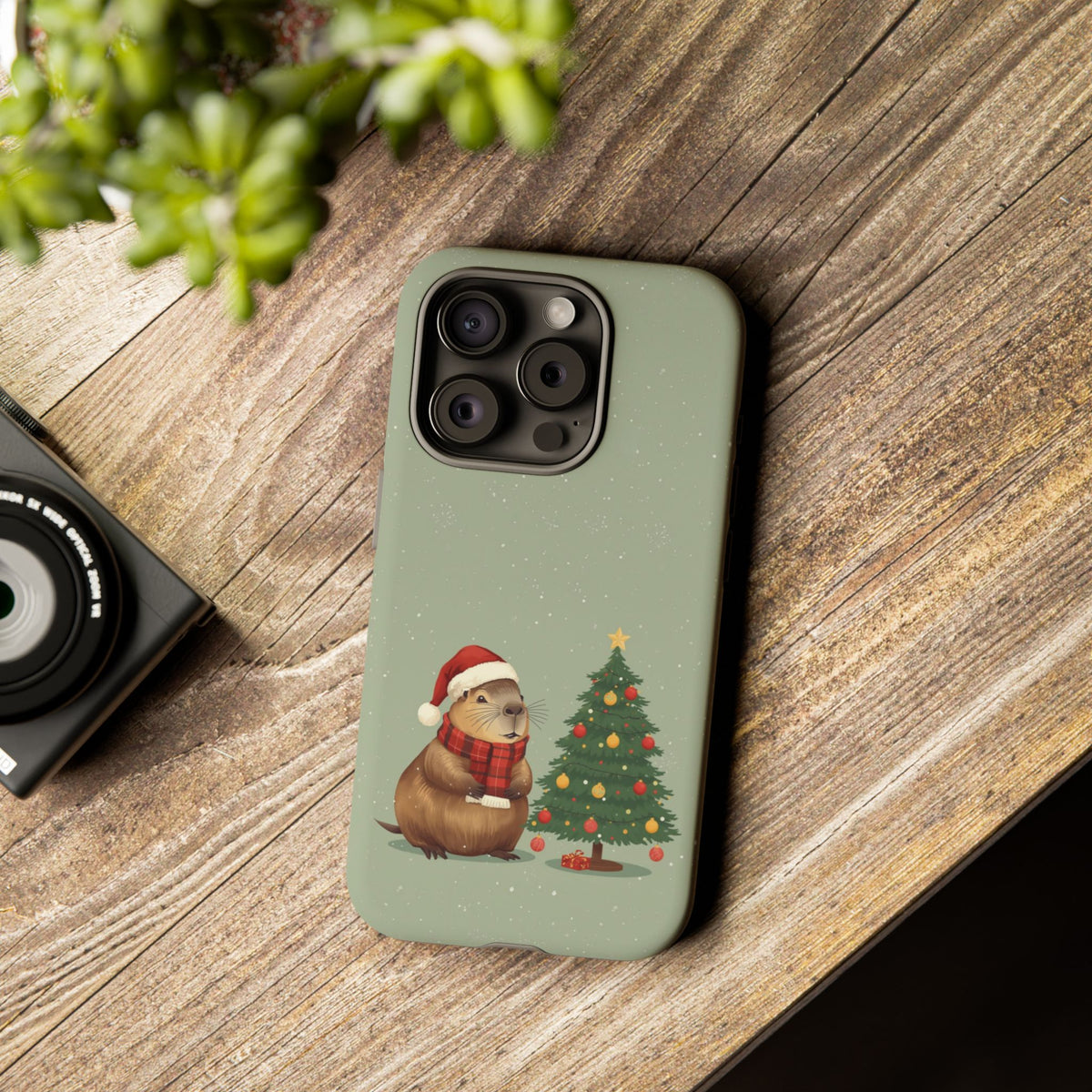 Christmas Phone Case with Capybara Design, Dual Layer Protective Case for Iphone & Samsung