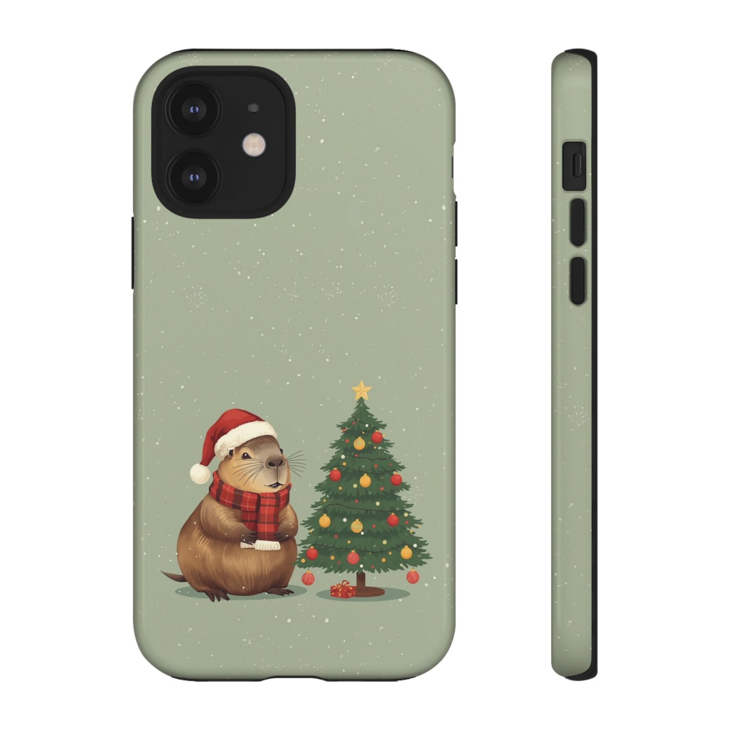 Christmas Phone Case with Capybara Design, Dual Layer Protective Case for Iphone 17, 16, 15, 14, 13 & Samsung