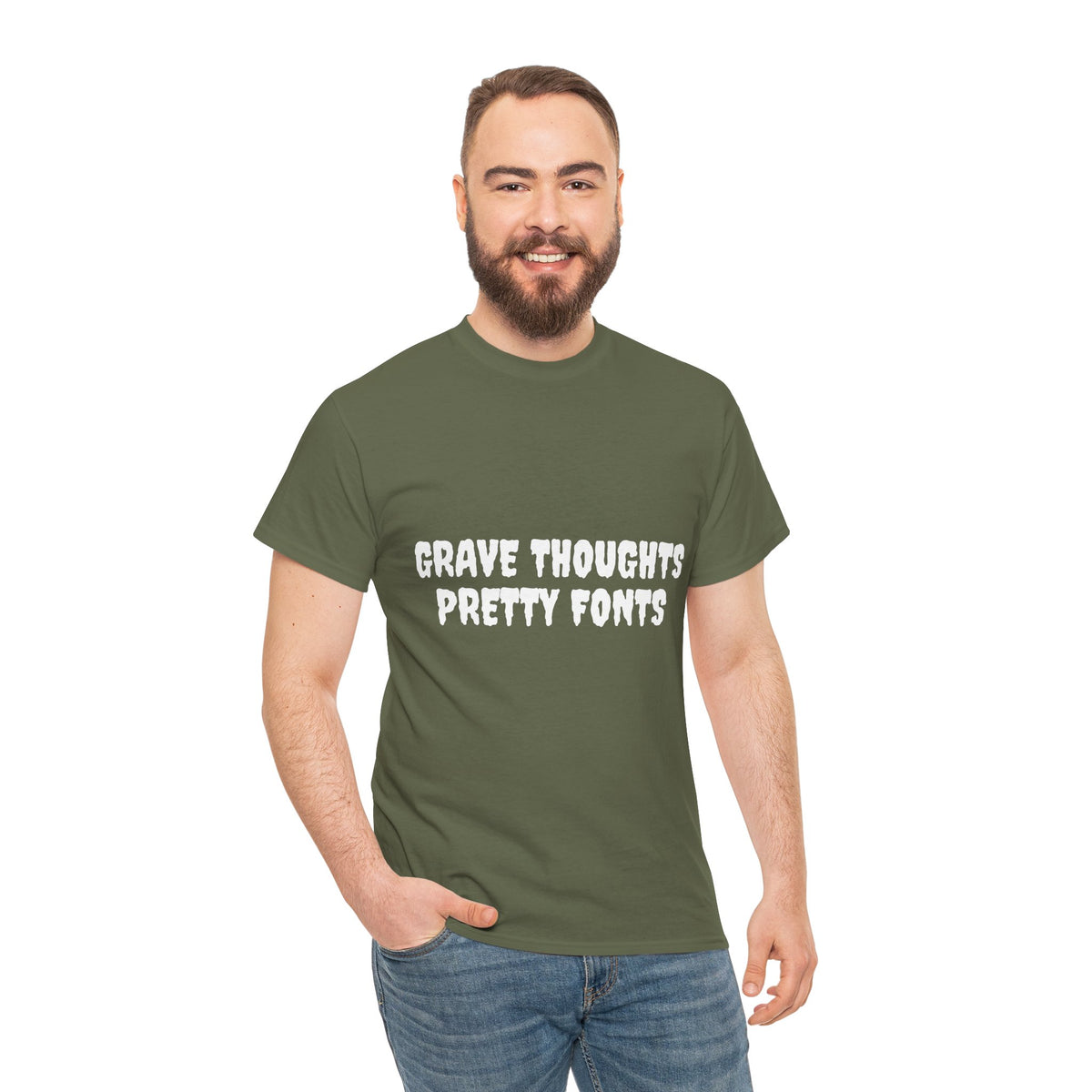 Grave Thoughts Pretty Fonts Tee | Unisex Heavy Cotton T-Shirt for Spooky Season