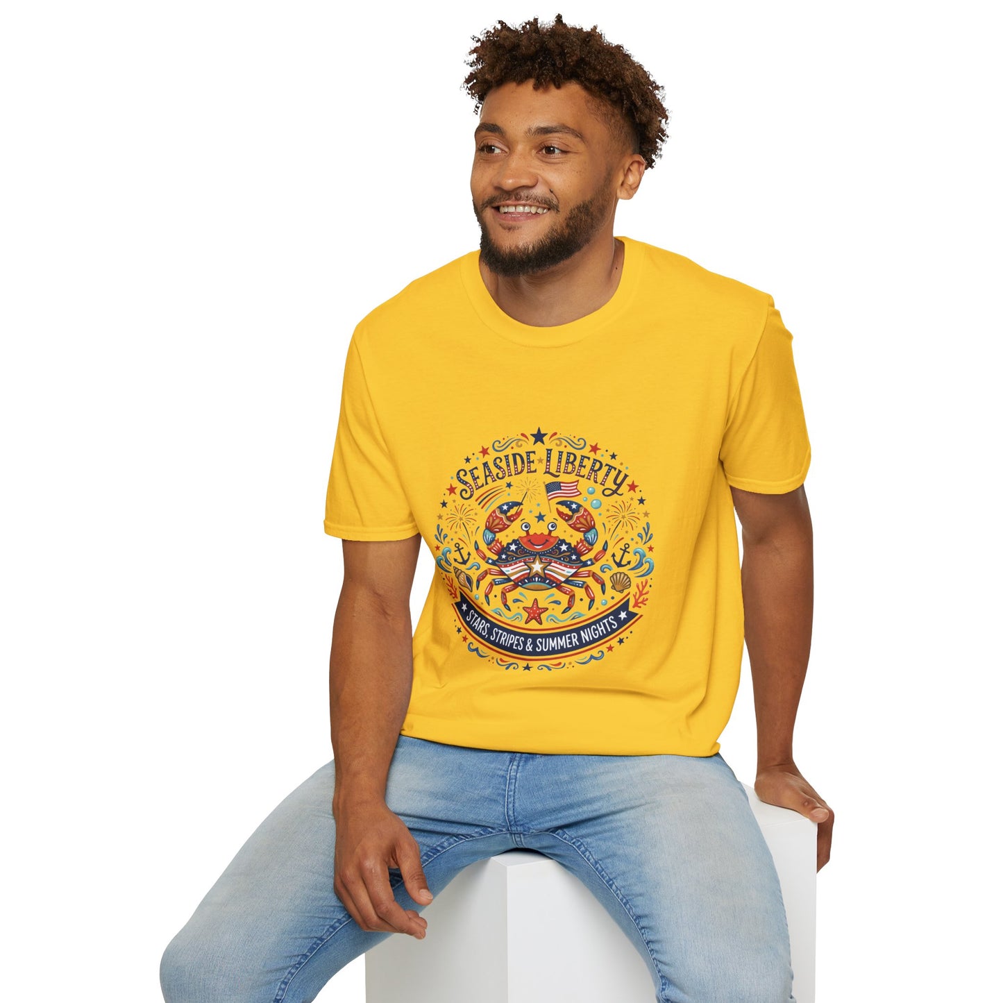 Seaside Liberty Crab T-Shirt — 4th of July Patriotic Summer Beach Tee