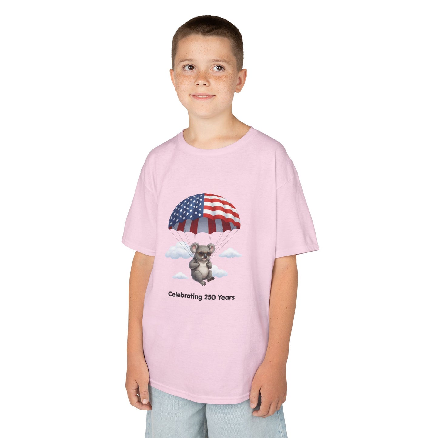 Kids Tee — Patriotic Koala Design, "Celebrating 250 Years"