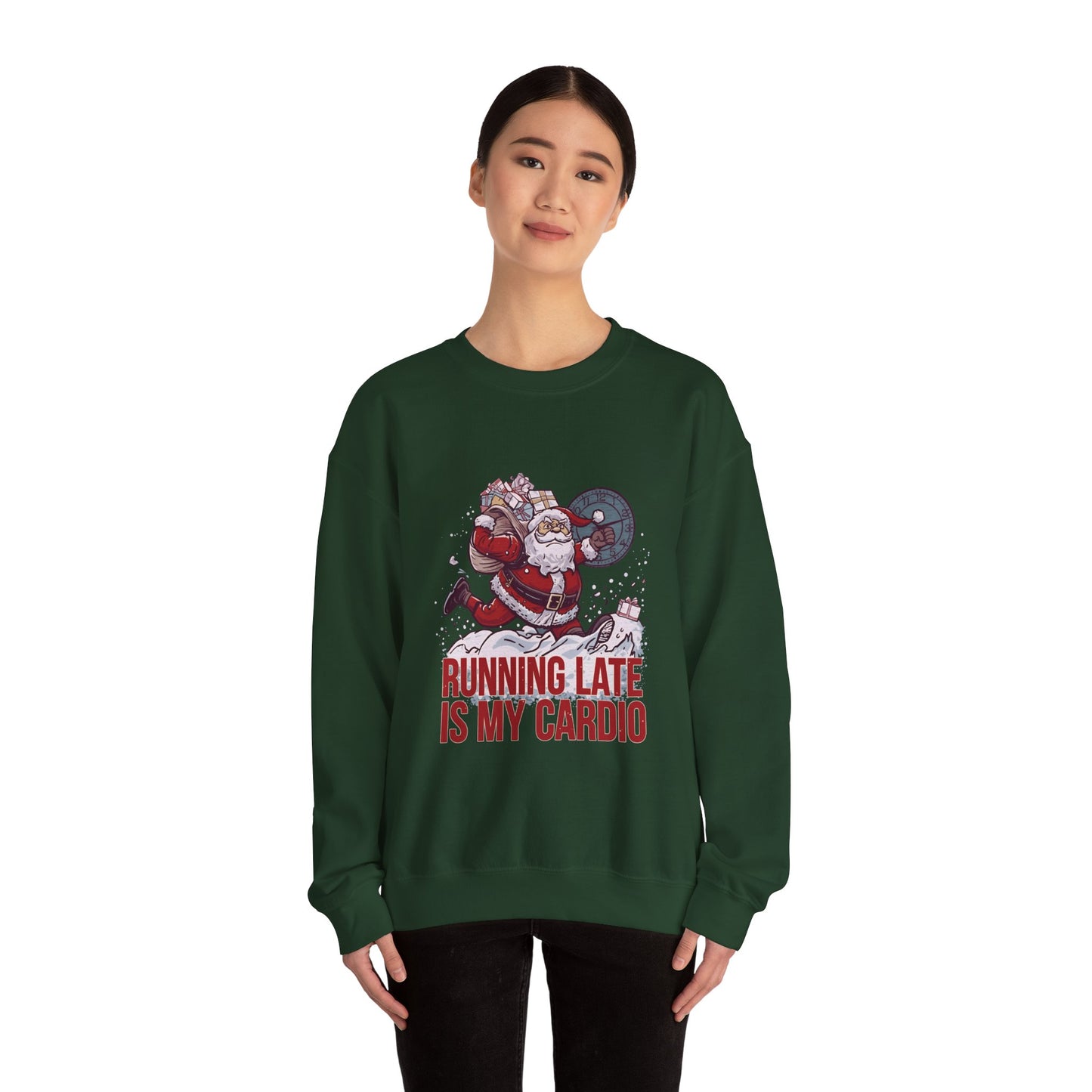 Santa Cardio Sweatshirt - Holiday Funny Gift, Christmas Apparel, Unisex Crewneck, Santa Workout