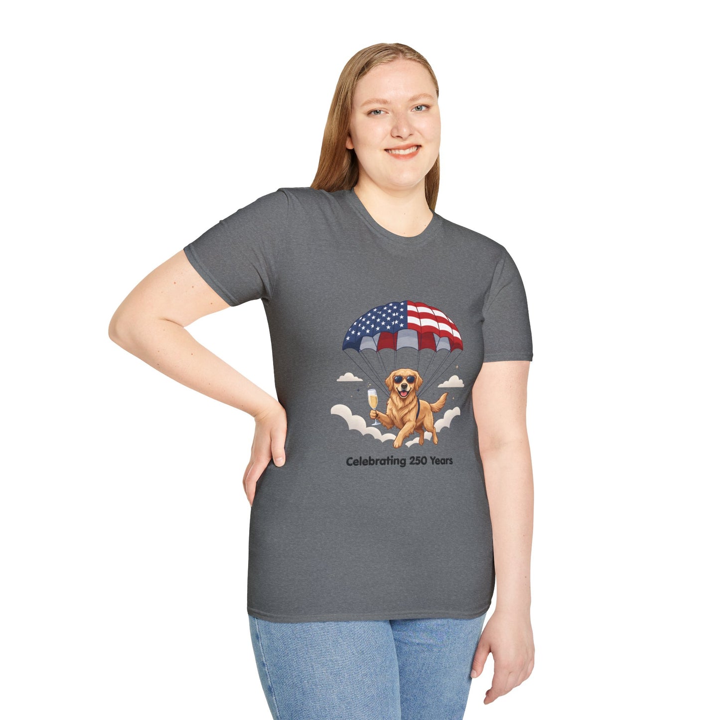 Patriotic Golden Retriever T-Shirt — "Celebrating 250 Years"