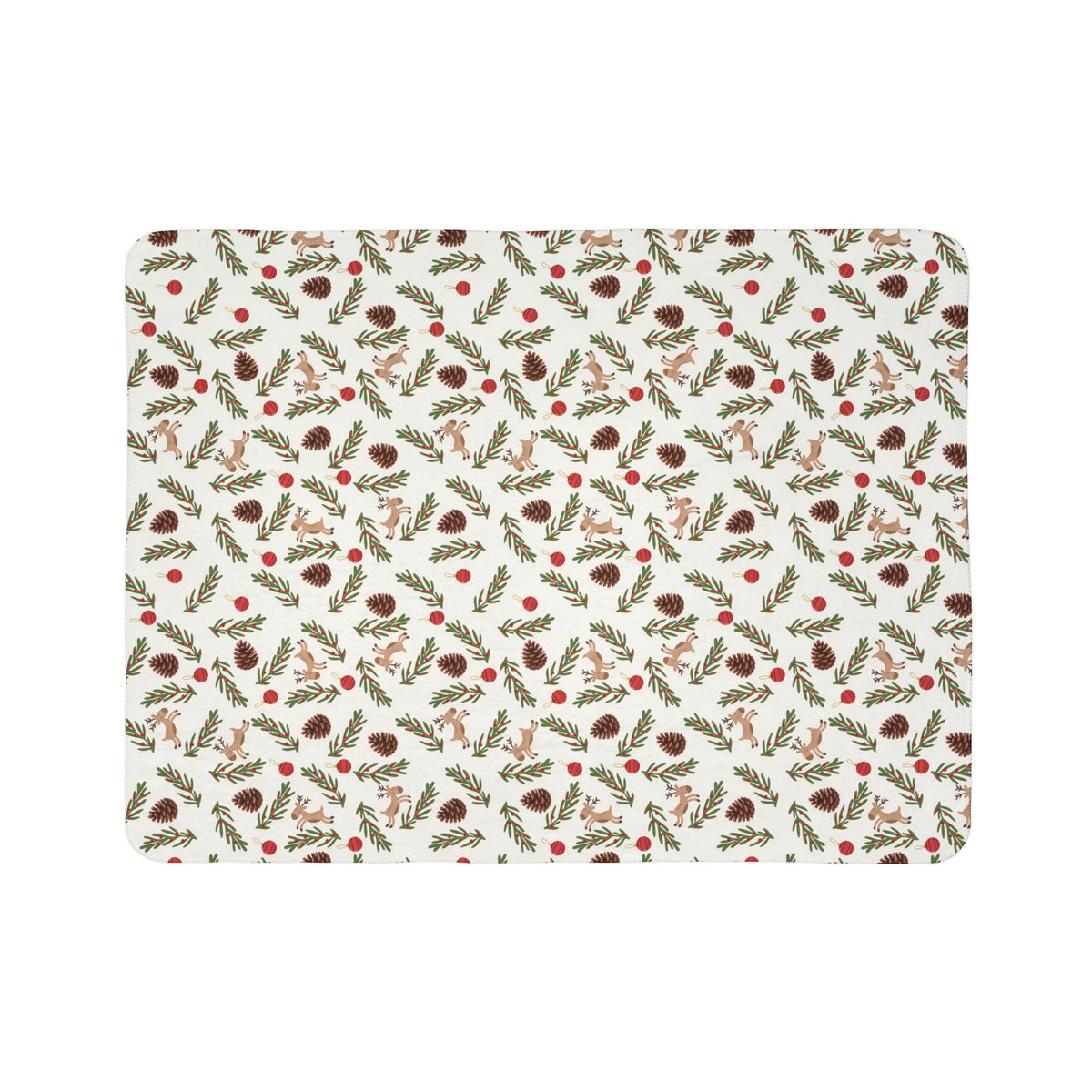Holiday Pinecone Fleece Sherpa Blanket - Cozy Christmas Cabin Throw