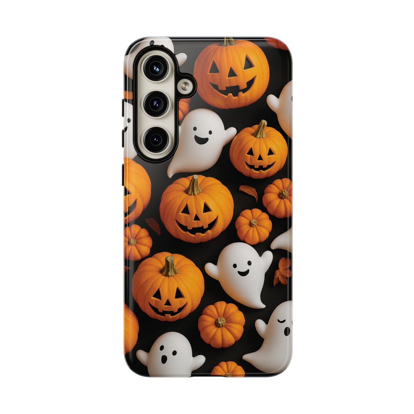 Halloween Phone Case, Spooky Ghosts and Pumpkins Design