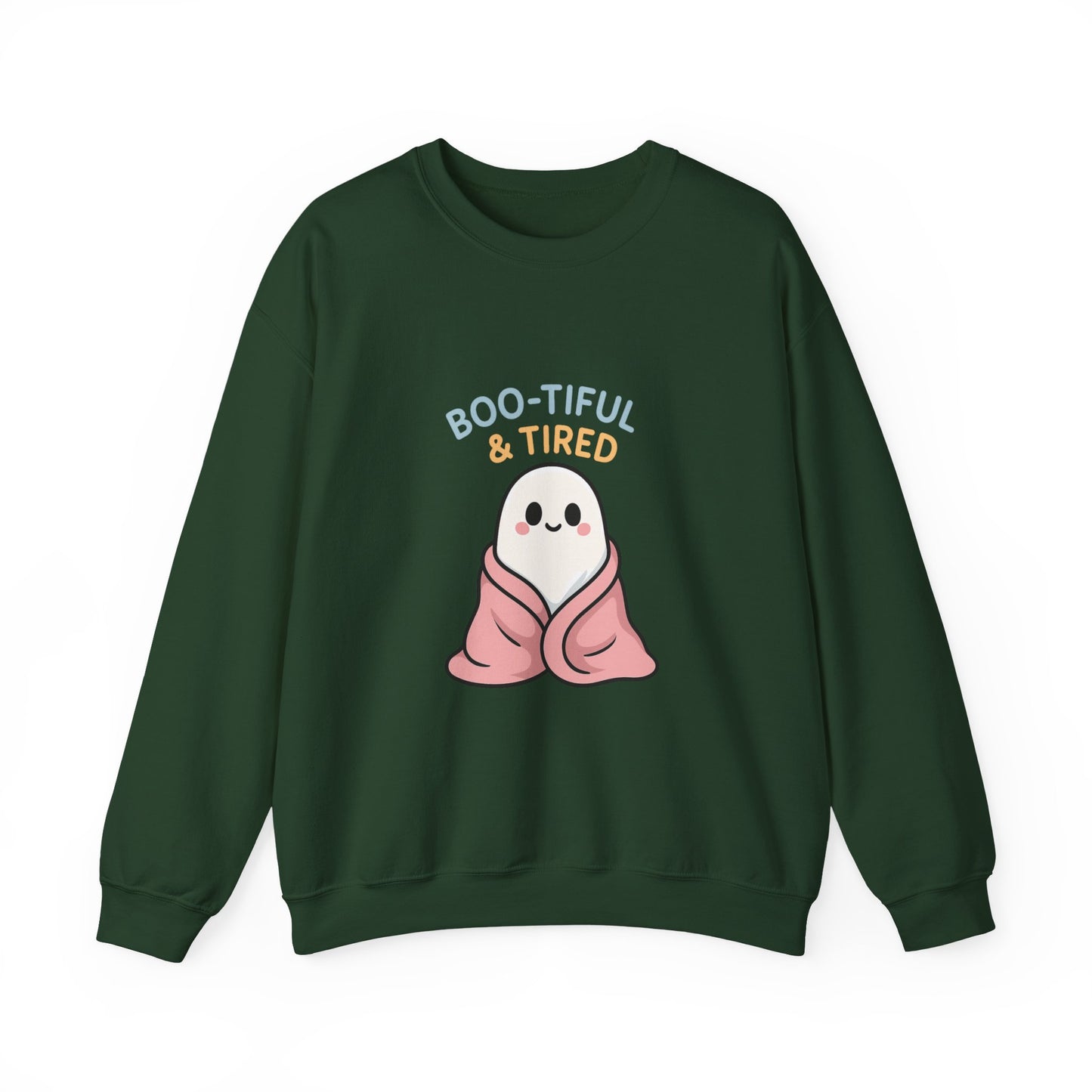Boo-tiful & Tired Sweatshirt, Halloween-Themed Design