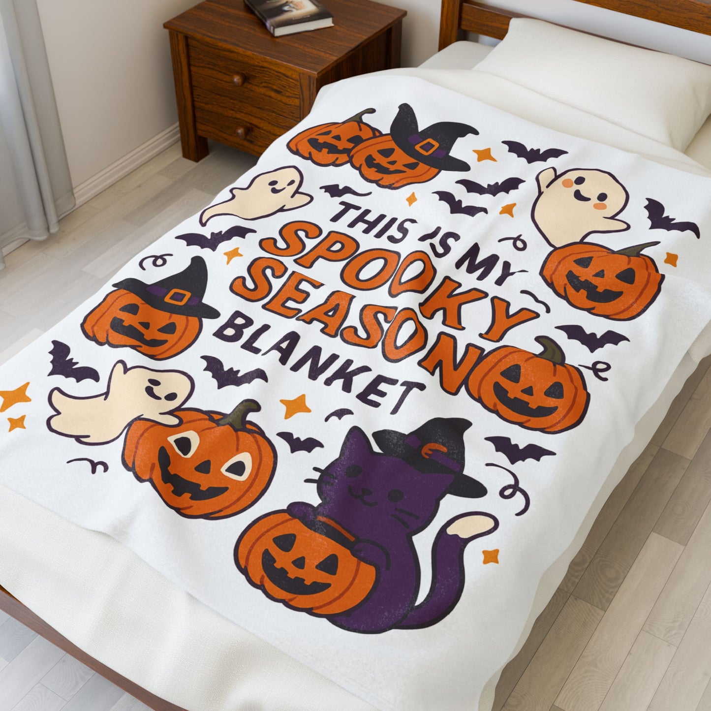 Halloween Themed Velveteen Plush Blanket, Cozy-Spooky Blanket