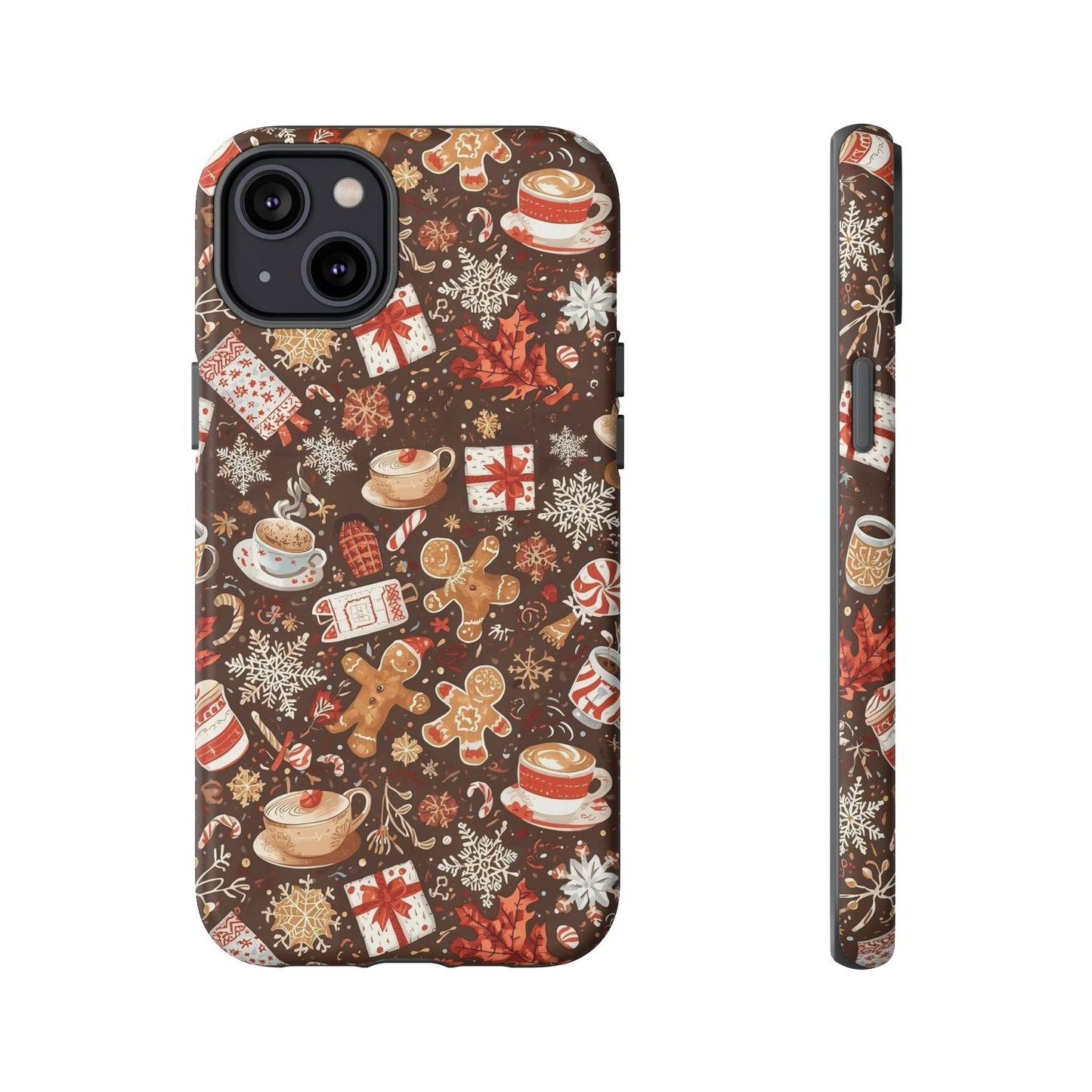 Christmas Phone Case, Festive Holiday Phone Case with Gingerbread and Cocoa Design for Iphone 17, 16, 15, 14, 13, 12, 11 & Samsung