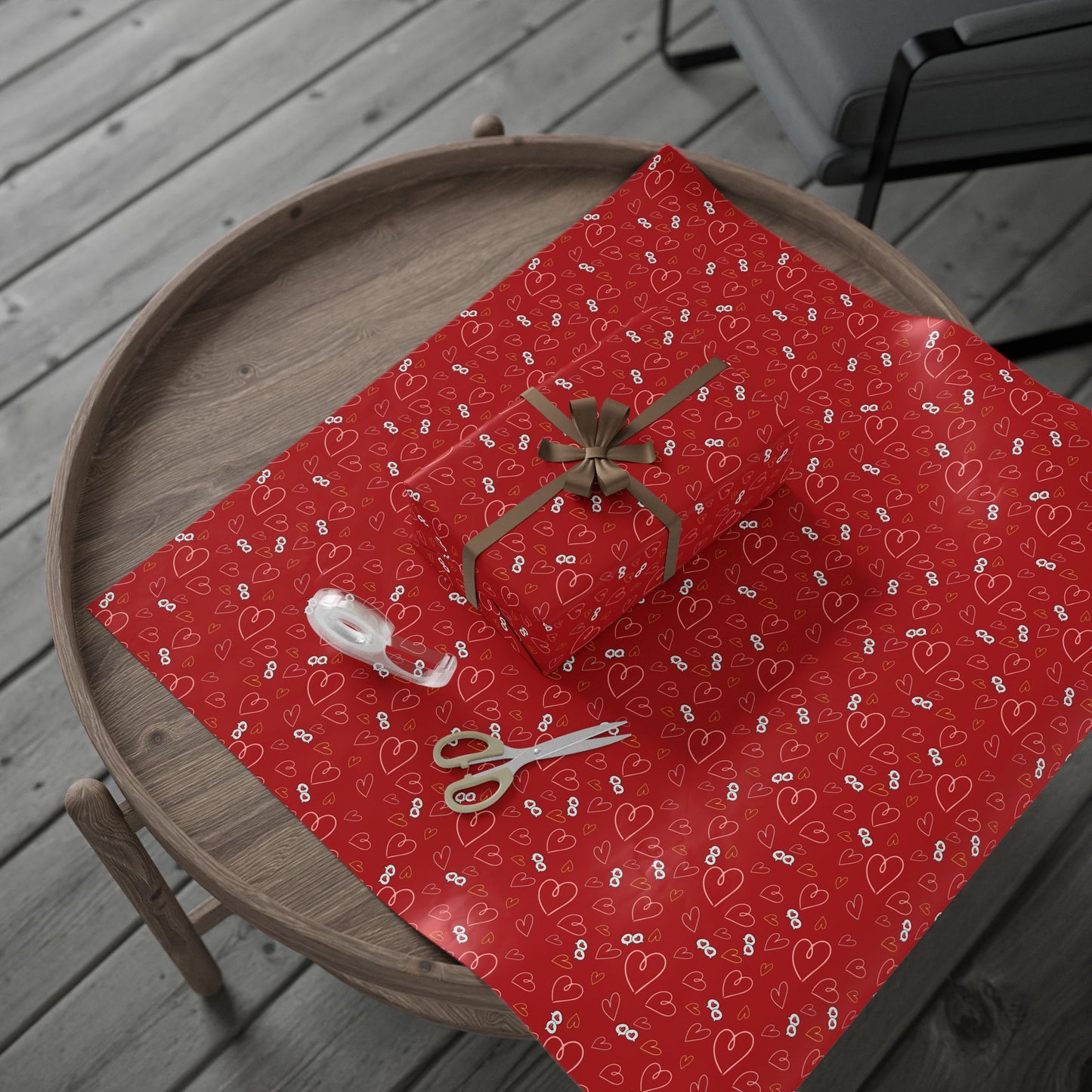 Red Heart Pattern Wrapping Paper — Romantic Gift Wrap for Valentine’s Day & Anniversaries