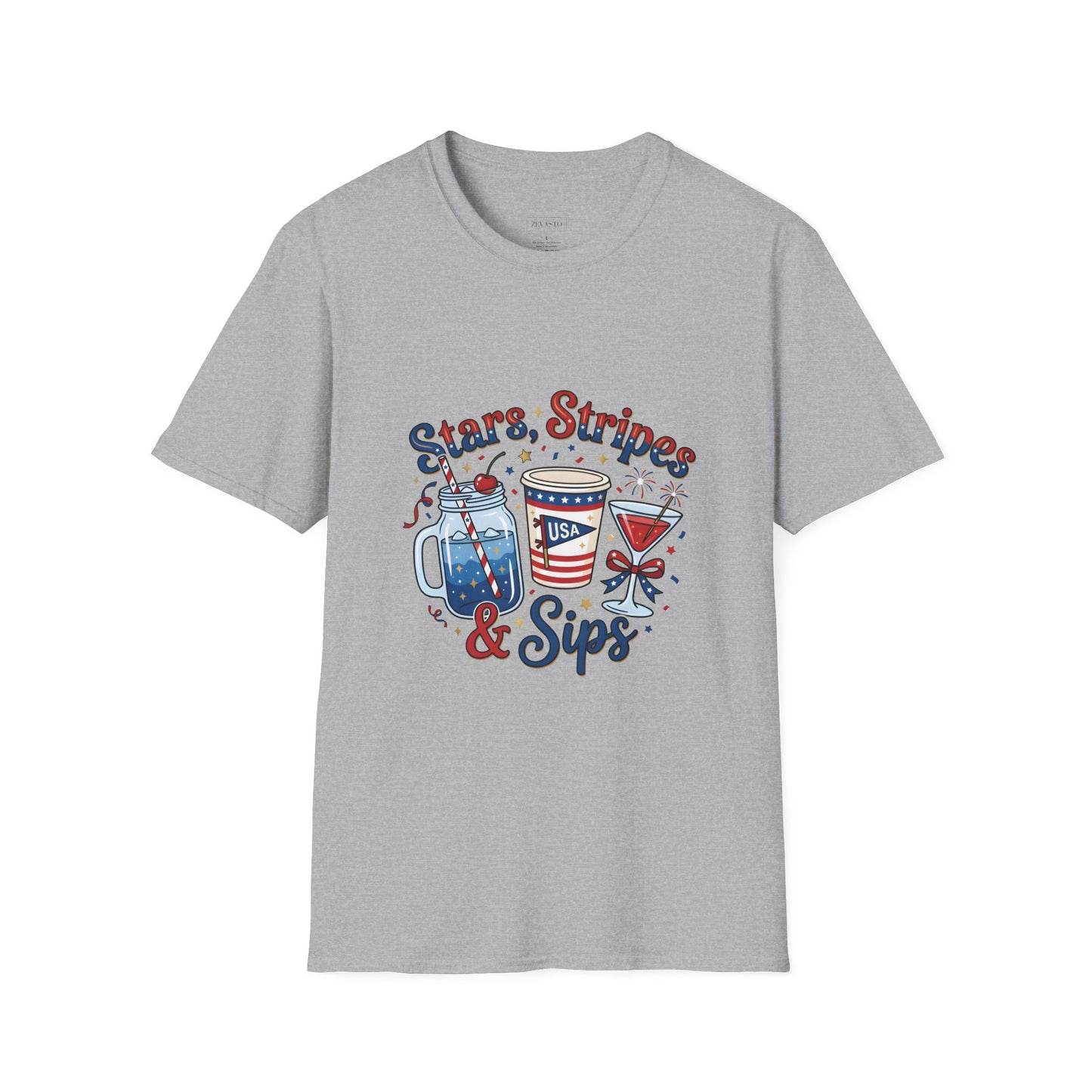 Patriotic "Stars, Stripes & Sips" T-Shirt