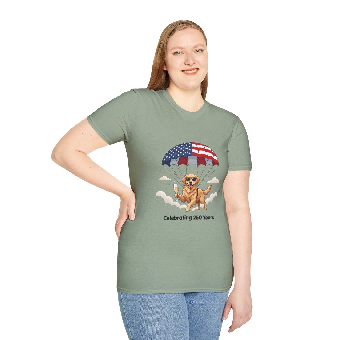 Patriotic Golden Retriever T-Shirt — "Celebrating 250 Years"