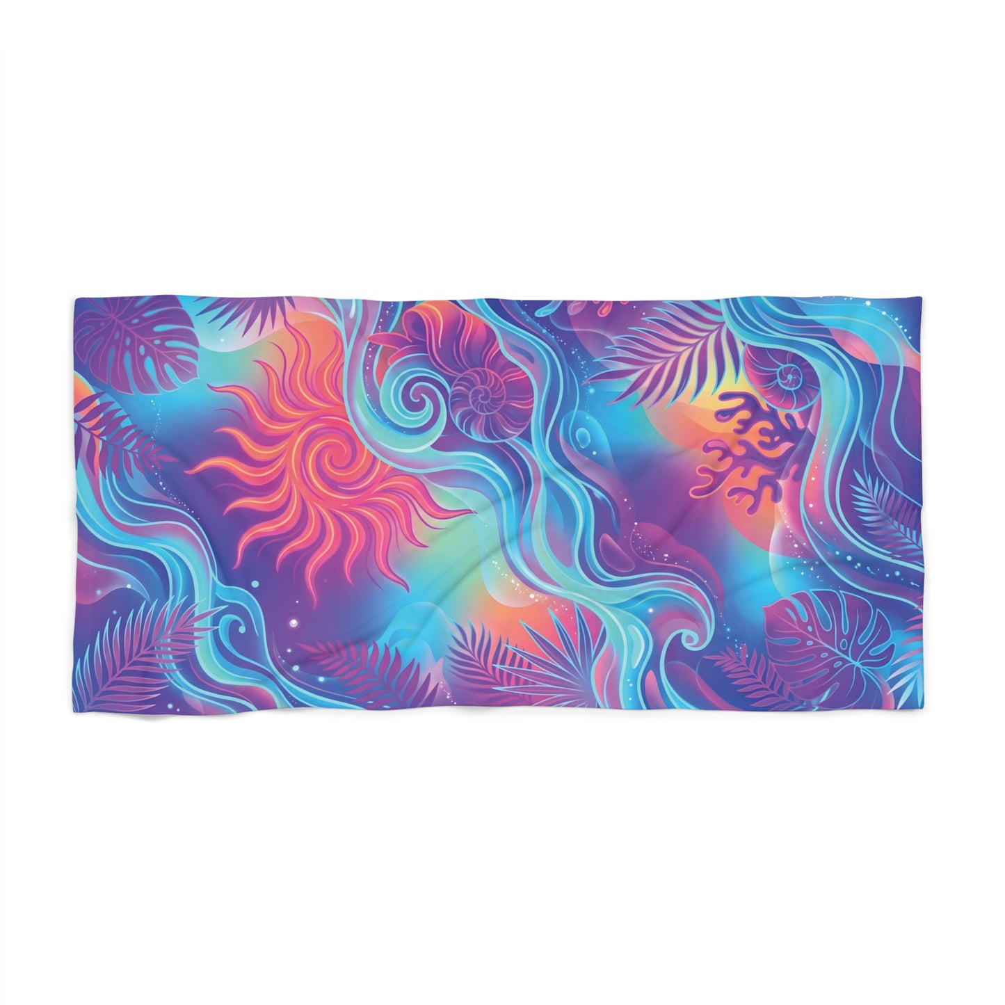 Tropical Vibes Beach Towel — Colorful Sun & Waves Beach Towel