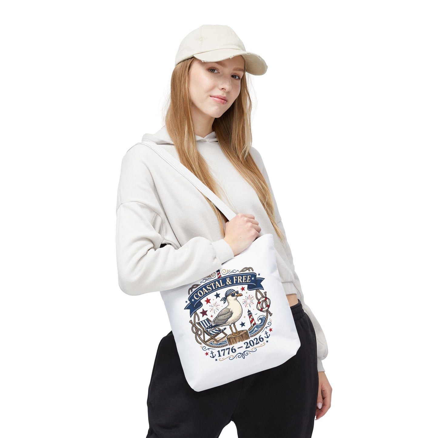 Coastal & Free Seagull Tote Bag — Patriotic 4th of July Beach Tote
