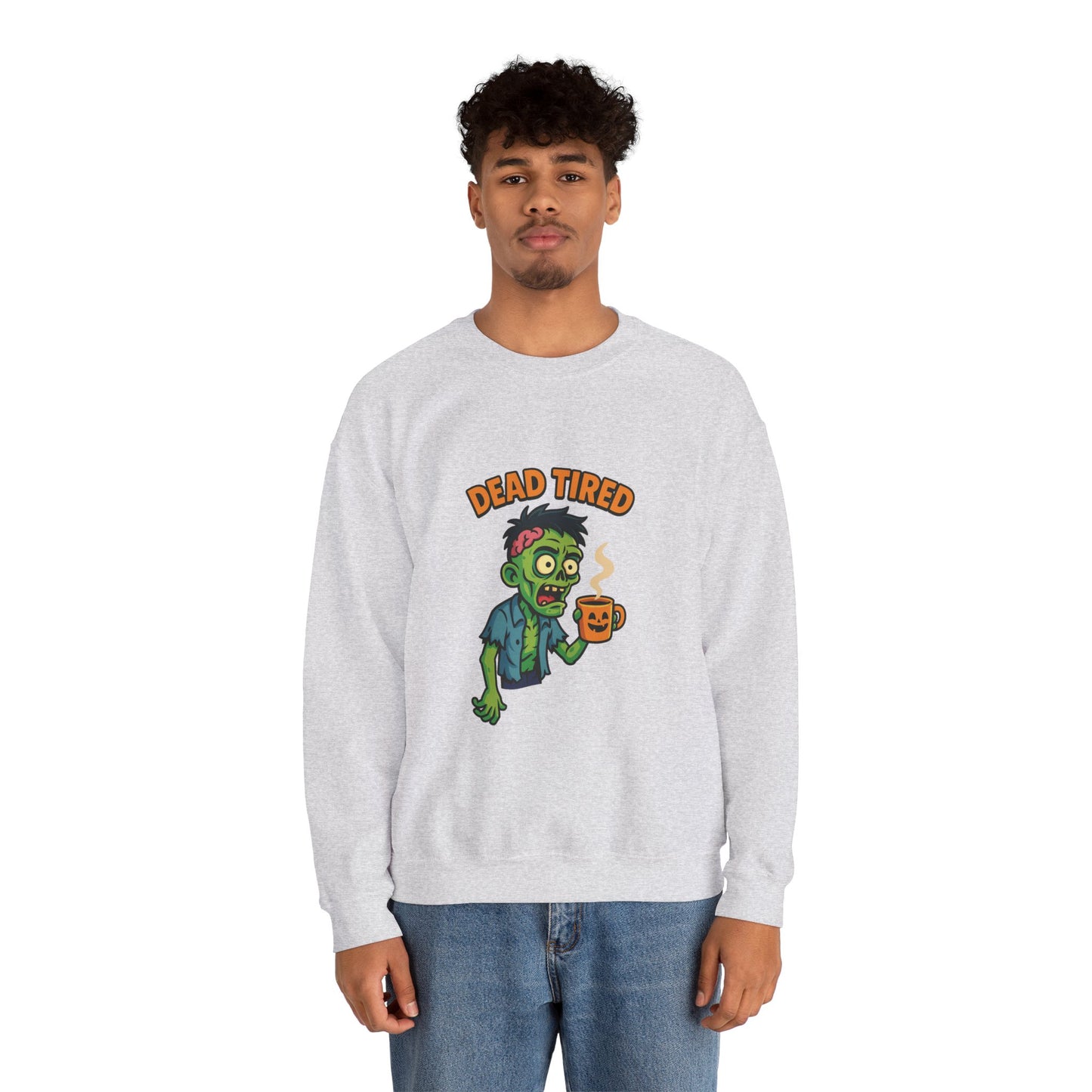Dead Tired Zombie Sweatshirt, Funny Halloween Crewneck, Spooky Season Apparel