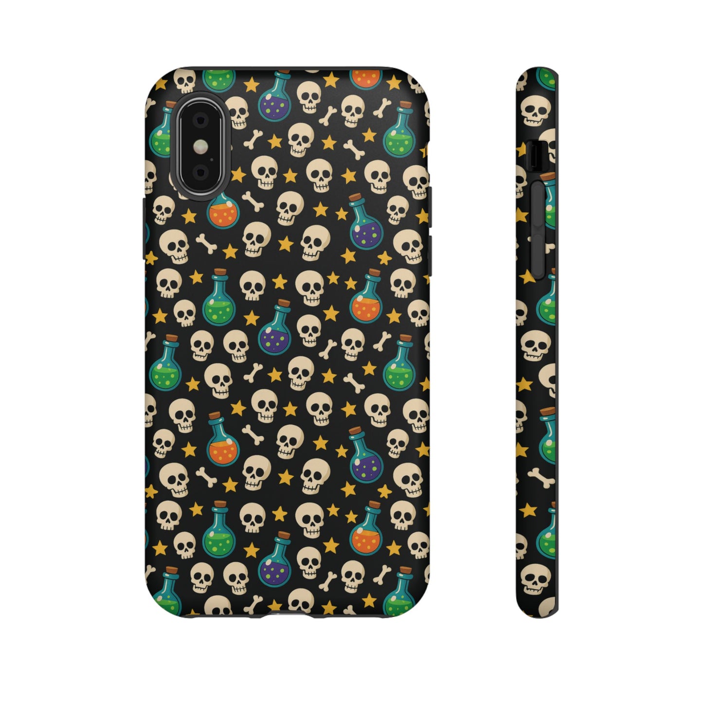 Skull & Potion Phone Case, Trendy Cell Phone Cover, Halloween Gift, Gothic Phone Accessory, Spooky Style Case, Tough Cases