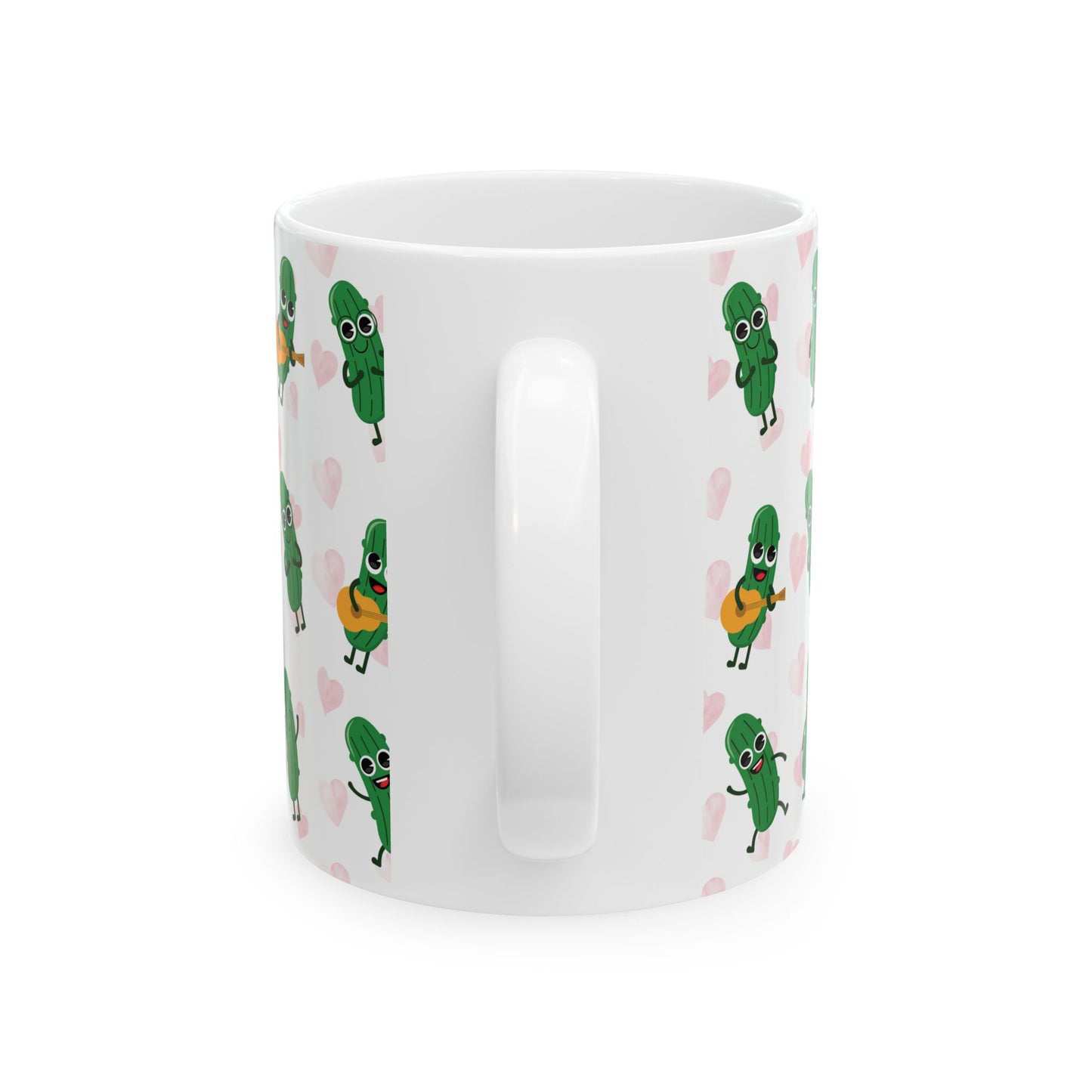 Pickle Love Ceramic Mug — Cute Dancing Pickles Pattern (11oz)