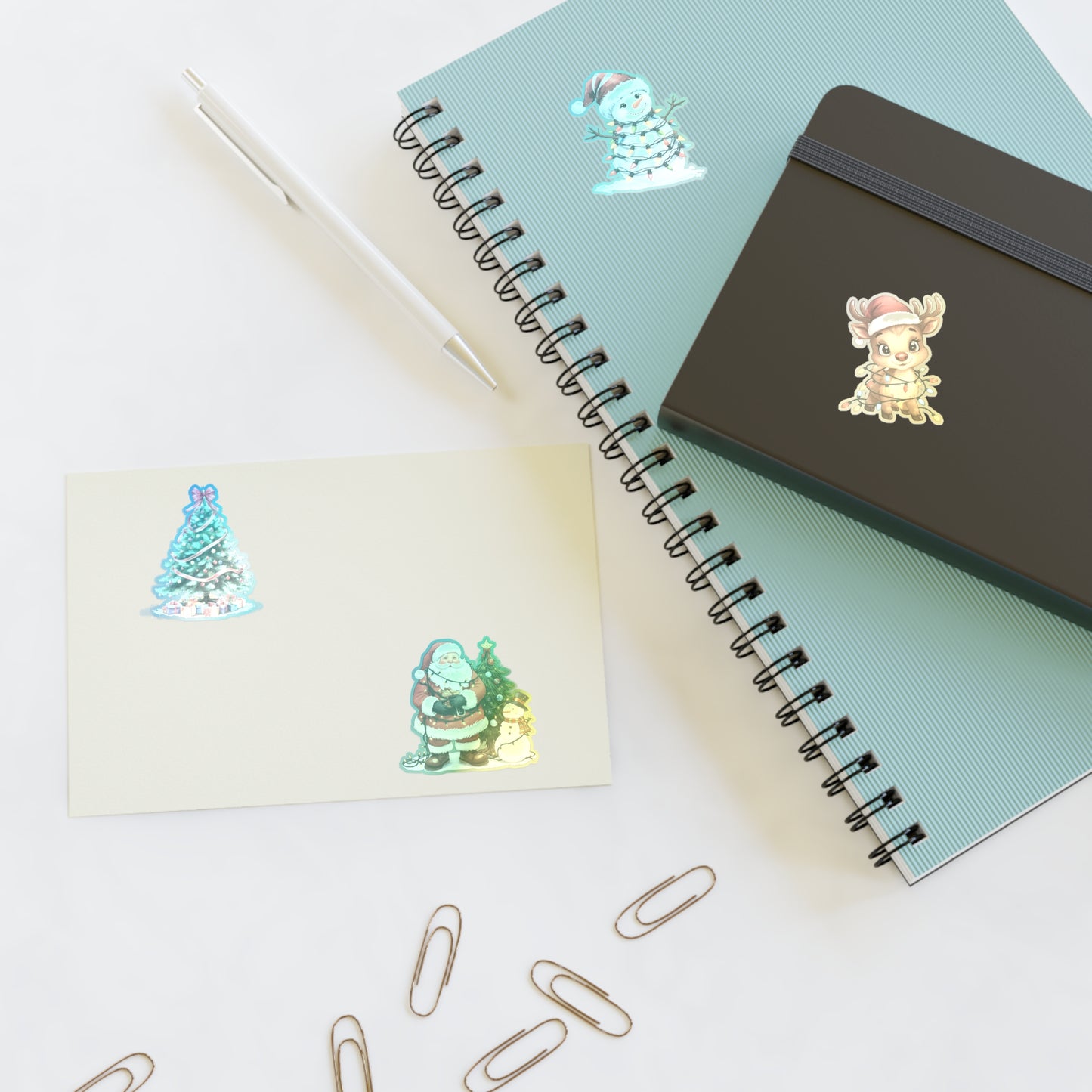 Christmas Sticker Sheet — Santa, Reindeer, Snowman & Tree Holiday Stickers