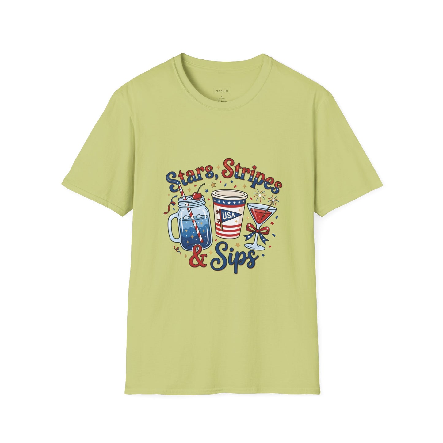Patriotic "Stars, Stripes & Sips" T-Shirt