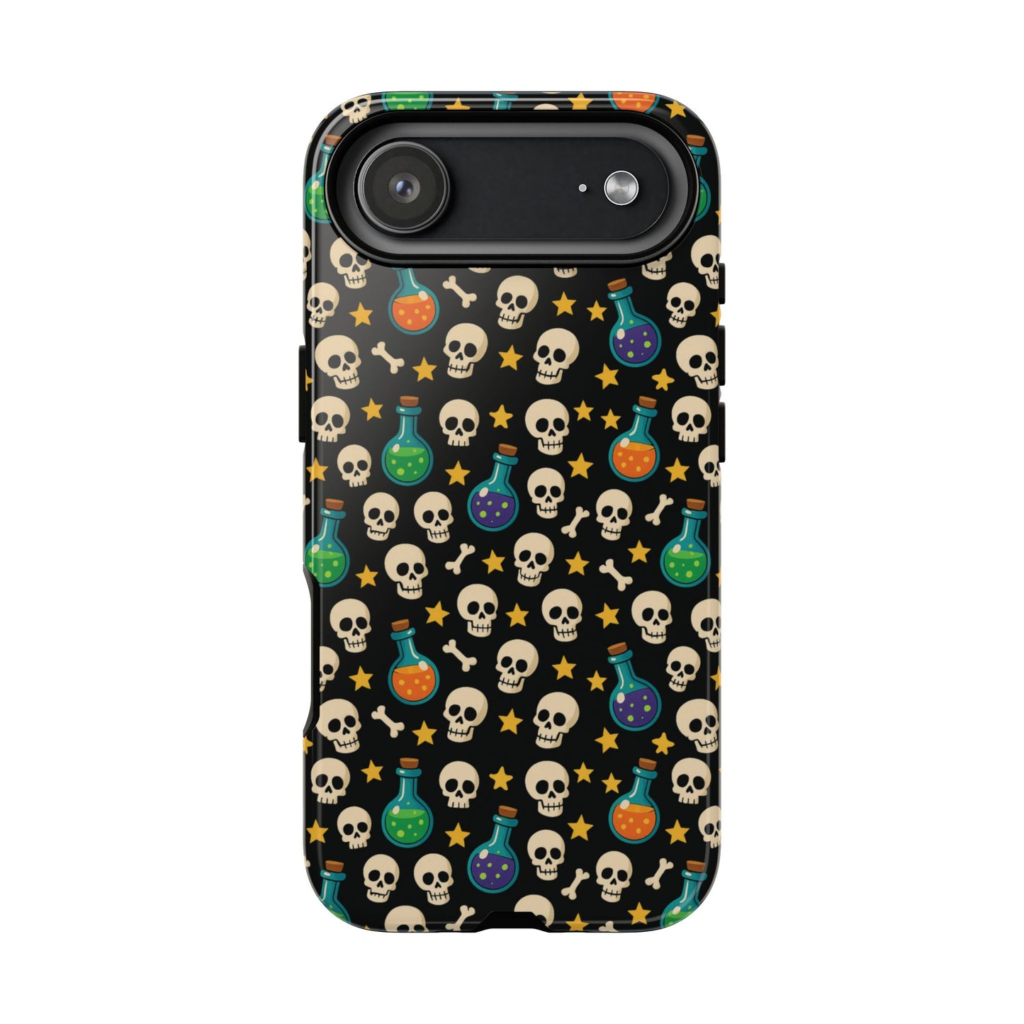 Skull & Potion Phone Case, Trendy Cell Phone Cover, Halloween Gift, Gothic Phone Accessory, Spooky Style Case, Tough Cases