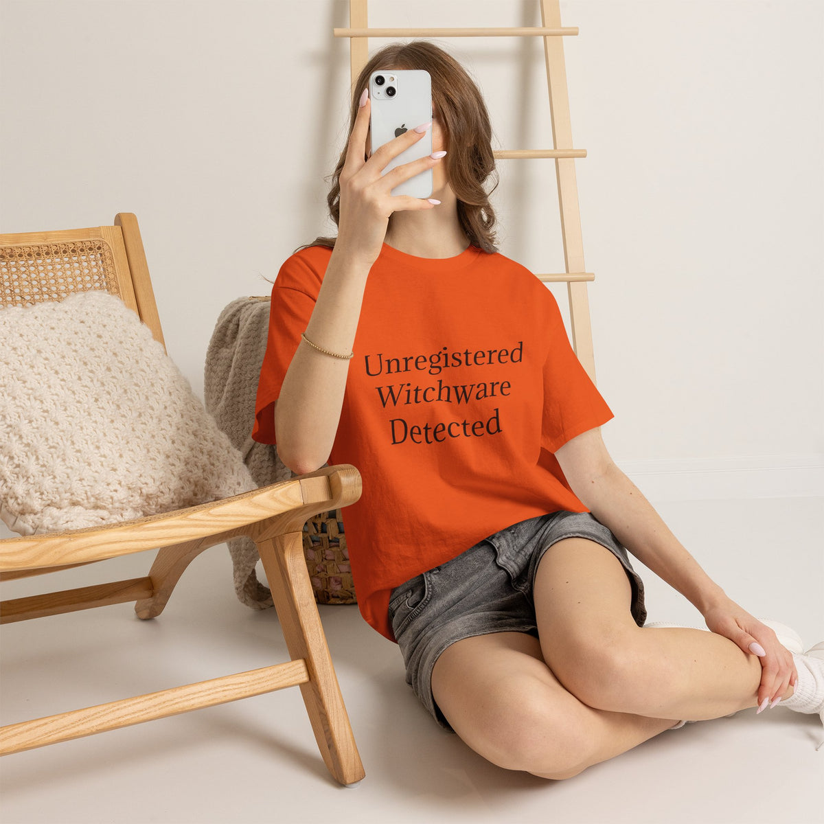 Unisex Heavy Cotton Tee - Unregistered Witchware Detected, Witchy Apparel, Halloween Tee