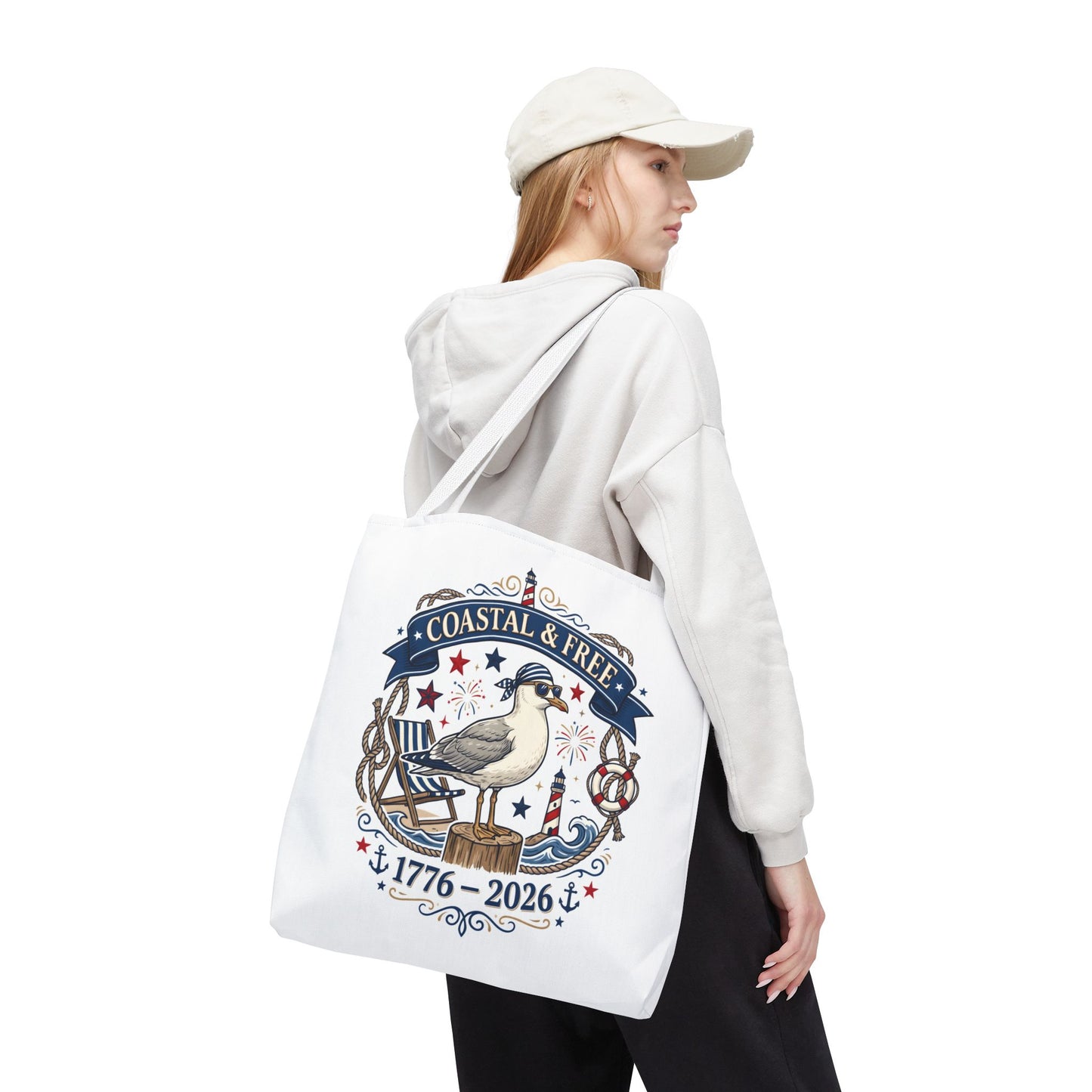 Coastal & Free Seagull Tote Bag — Patriotic 4th of July Beach Tote