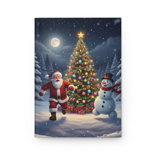 Christmas Hardcover Journal — Santa & Snowman Holiday Notebook