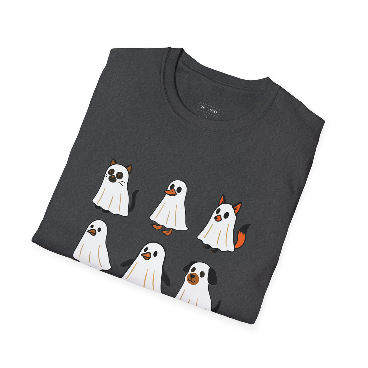 Cute Ghost Cartoon Unisex T-Shirt, Halloween Tee, Pet Lover Gift, Whimsical Shirt, Fun Casual Wear