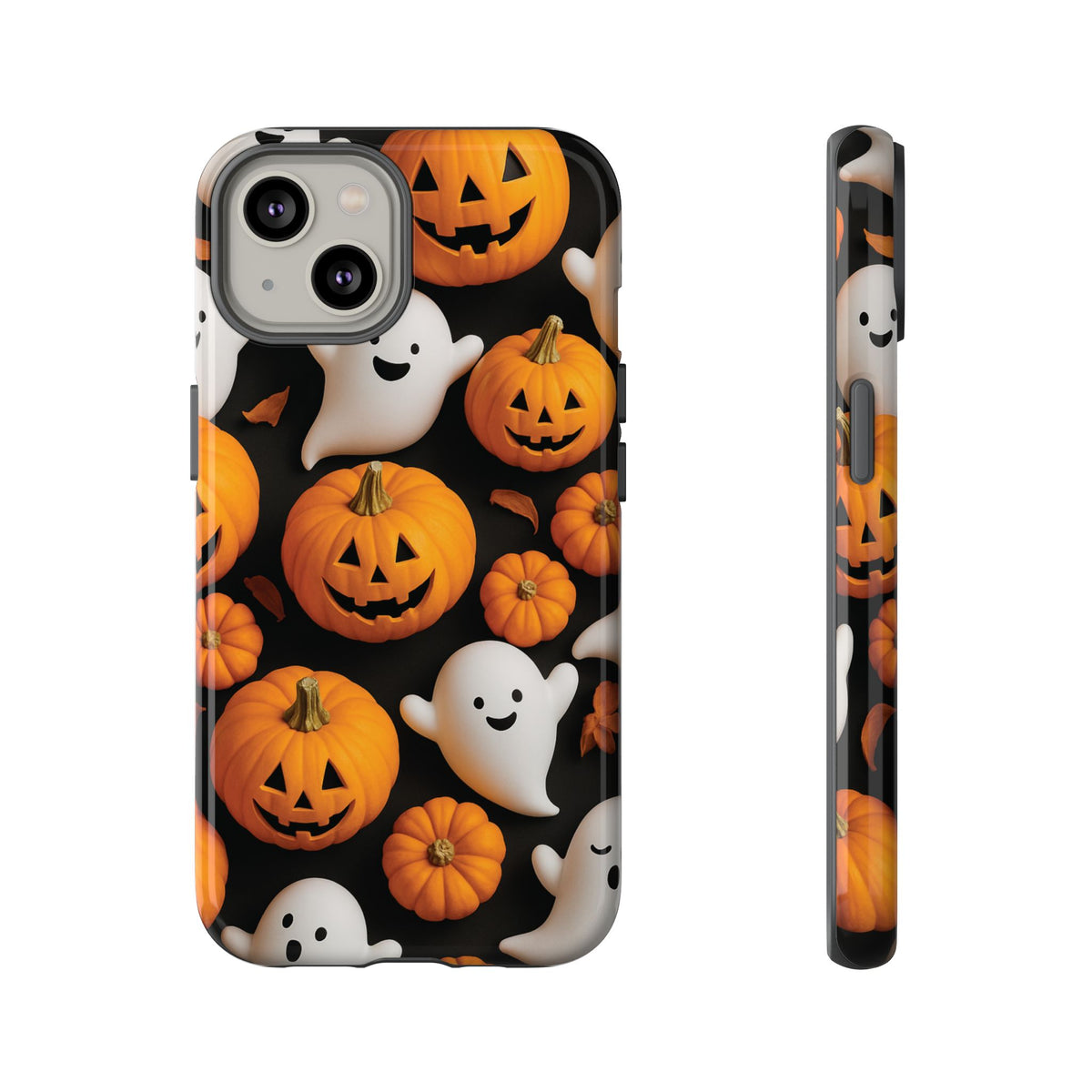 Halloween Phone Case, Spooky Ghosts and Pumpkins Design