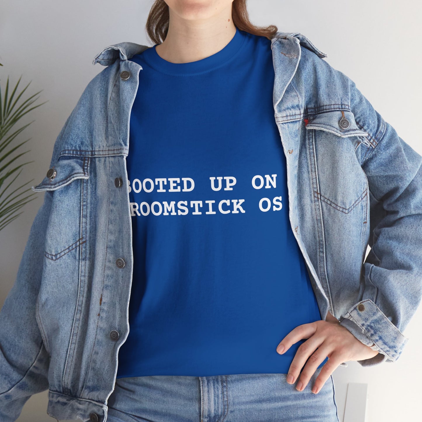 Broomstick OS Tee, Funny Graphic Tee for Tech Lovers, Unisex Cotton T-Shirt