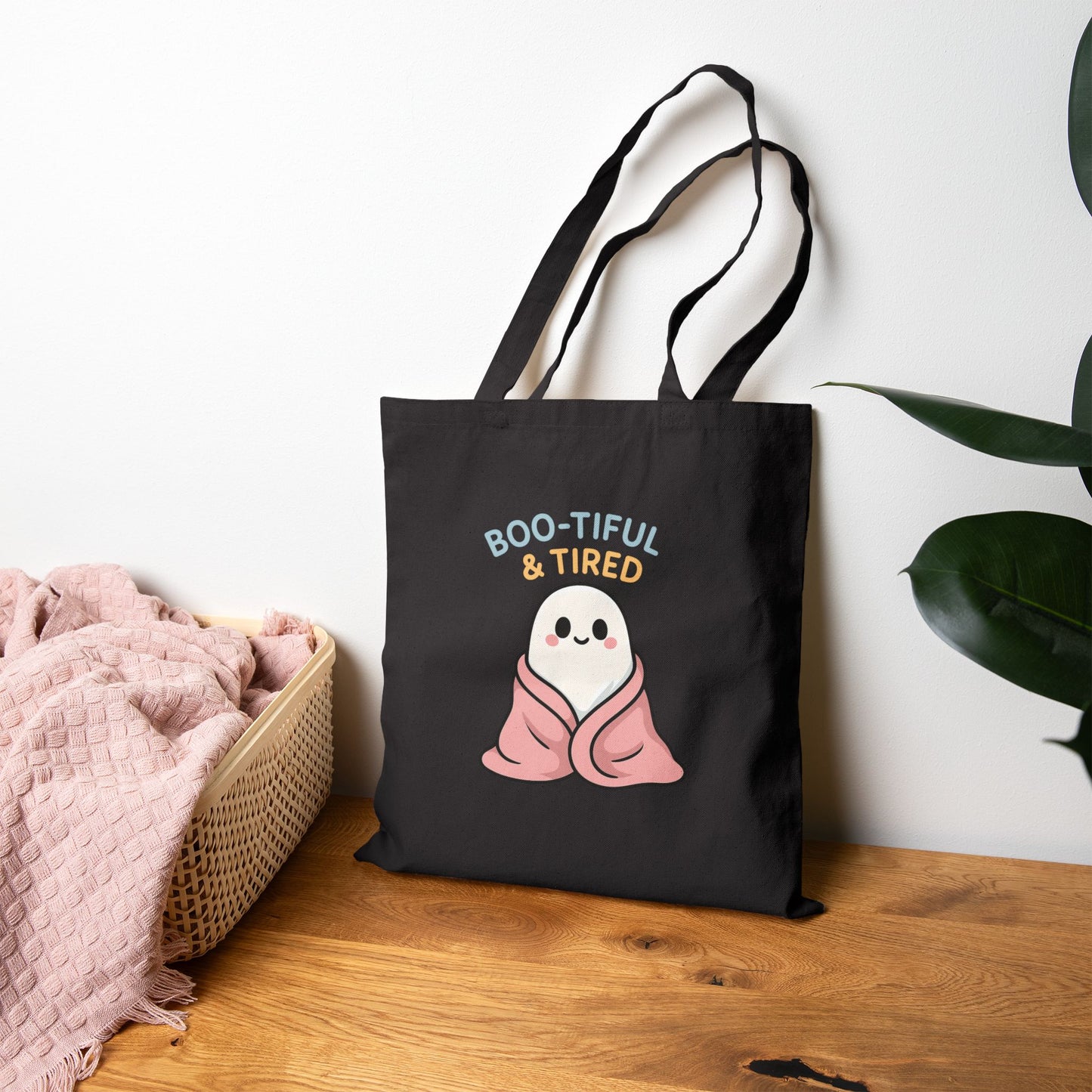 Boo-tiful & Tired Halloween-Themed Tote Bag, Funny Canvas Bag