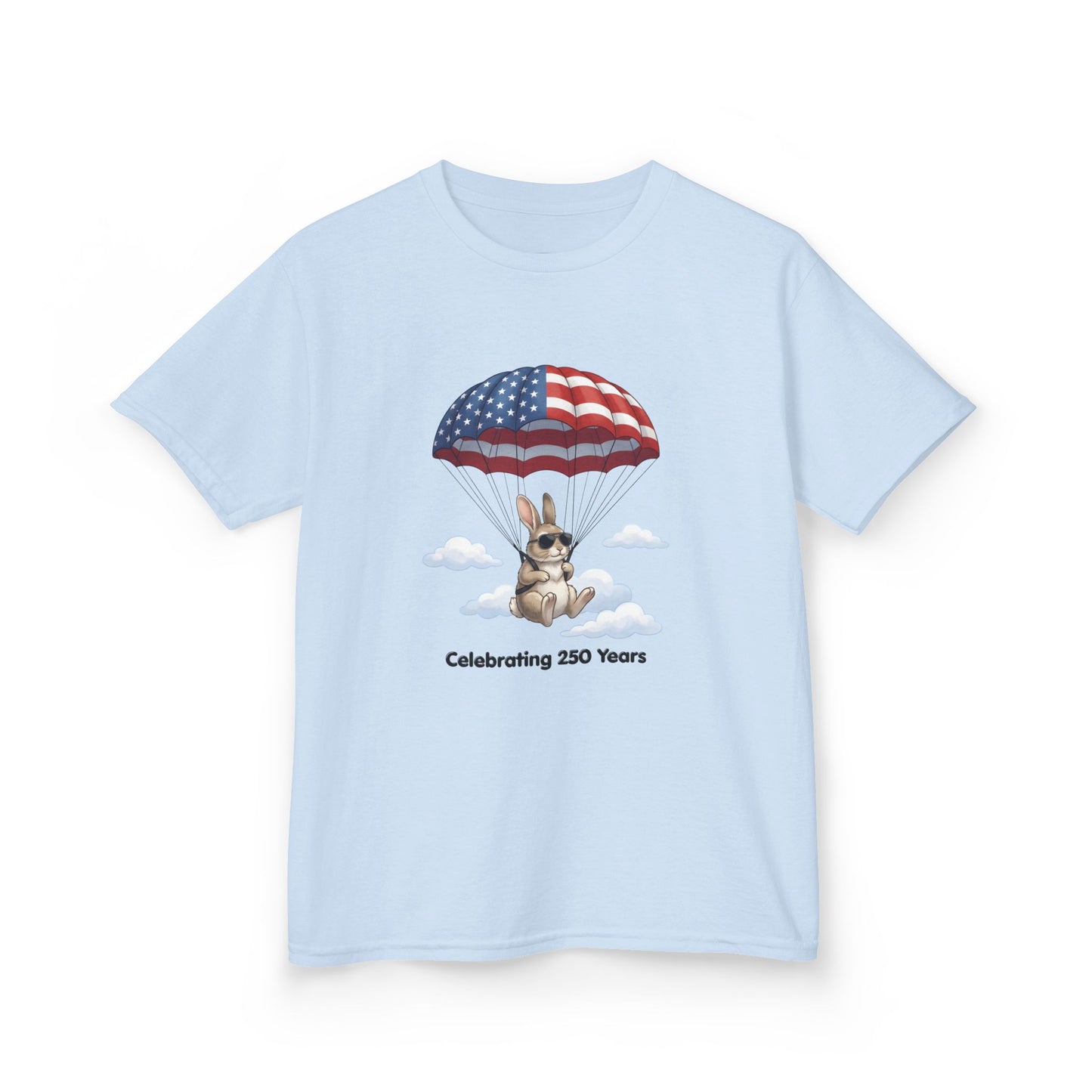 Kids Tee — Bunny with Parachute “Celebrating 250 Years”