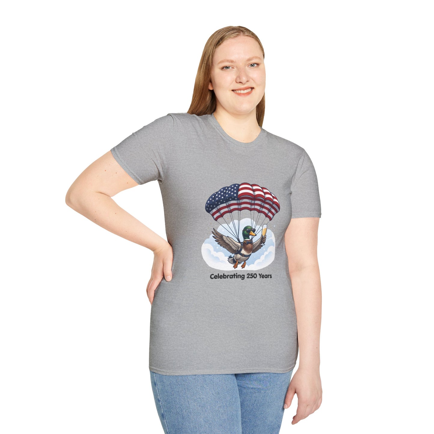 Duck Parachute T-Shirt – Celebrating 250 Years Patriotic Graphic Tee