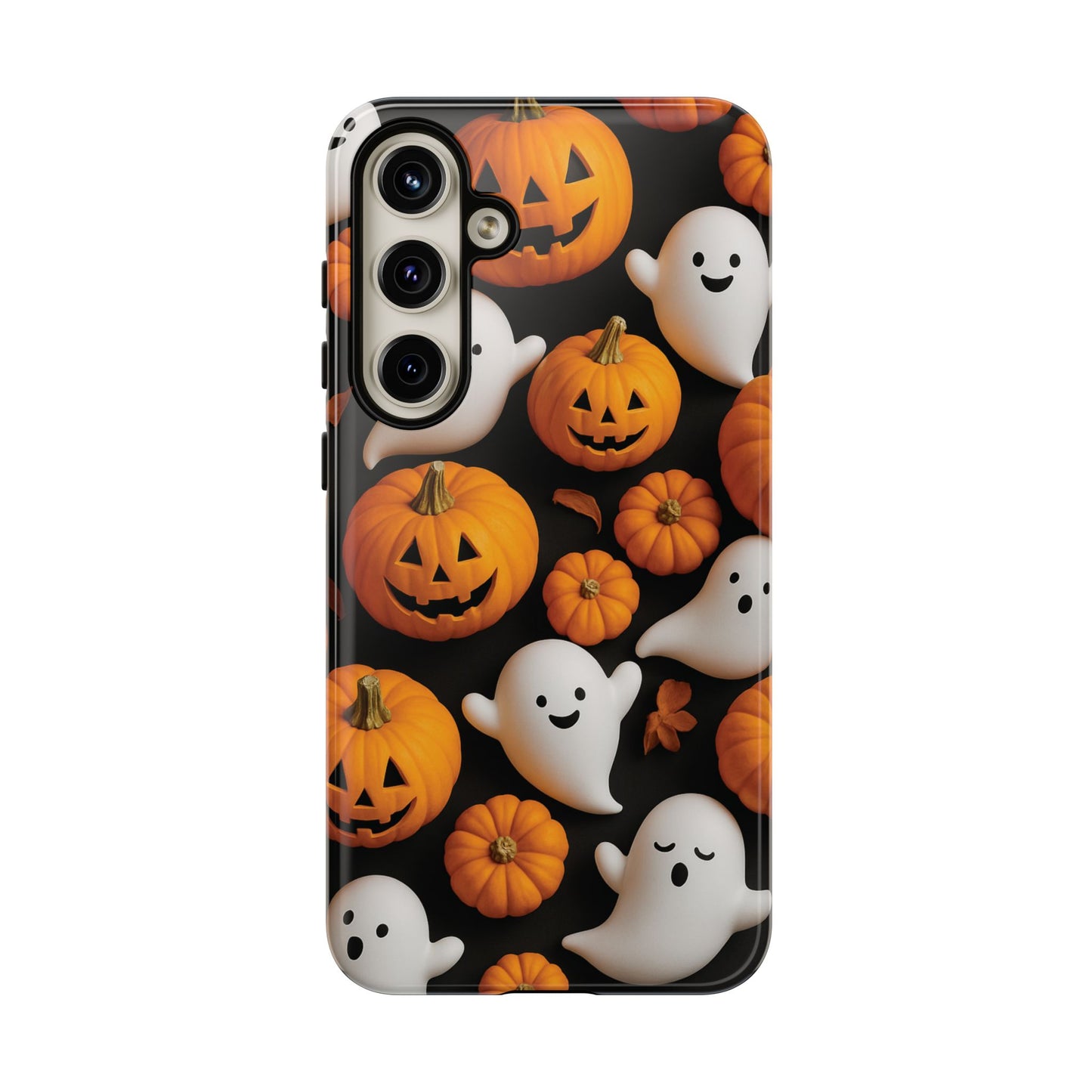 Halloween Phone Case, Spooky Ghosts and Pumpkins Design